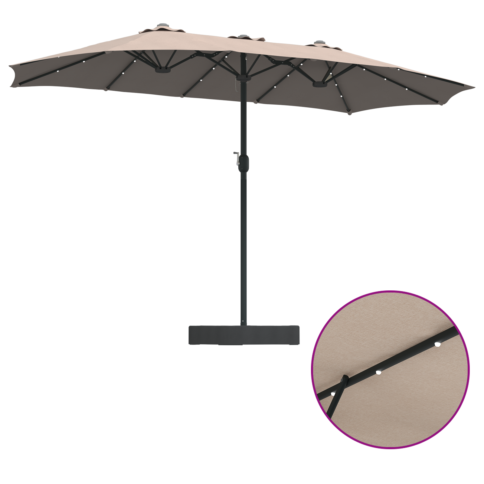 Hageparasol Gråbrun 385 x 209 x 244 cm stoff