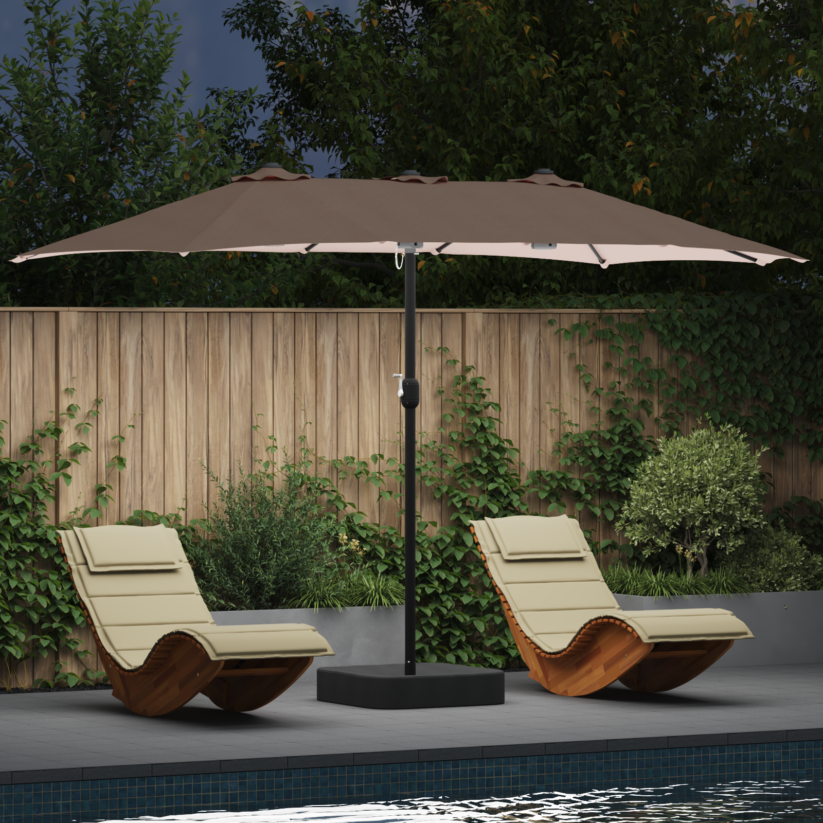 Hageparasol Gråbrun 385 x 209 x 244 cm stoff
