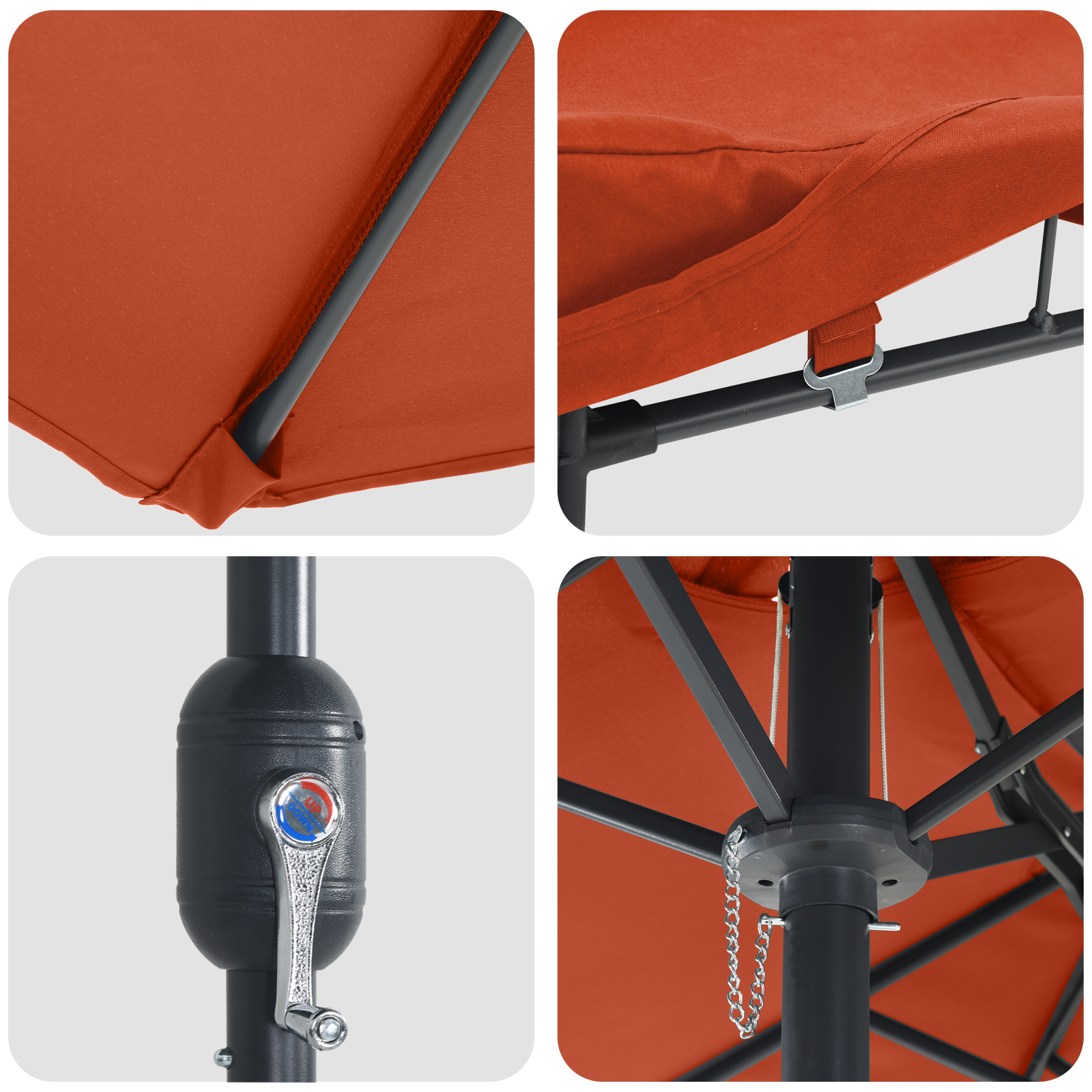 Hageparasol Terrakotta 385 x 209 x 244 cm stoff