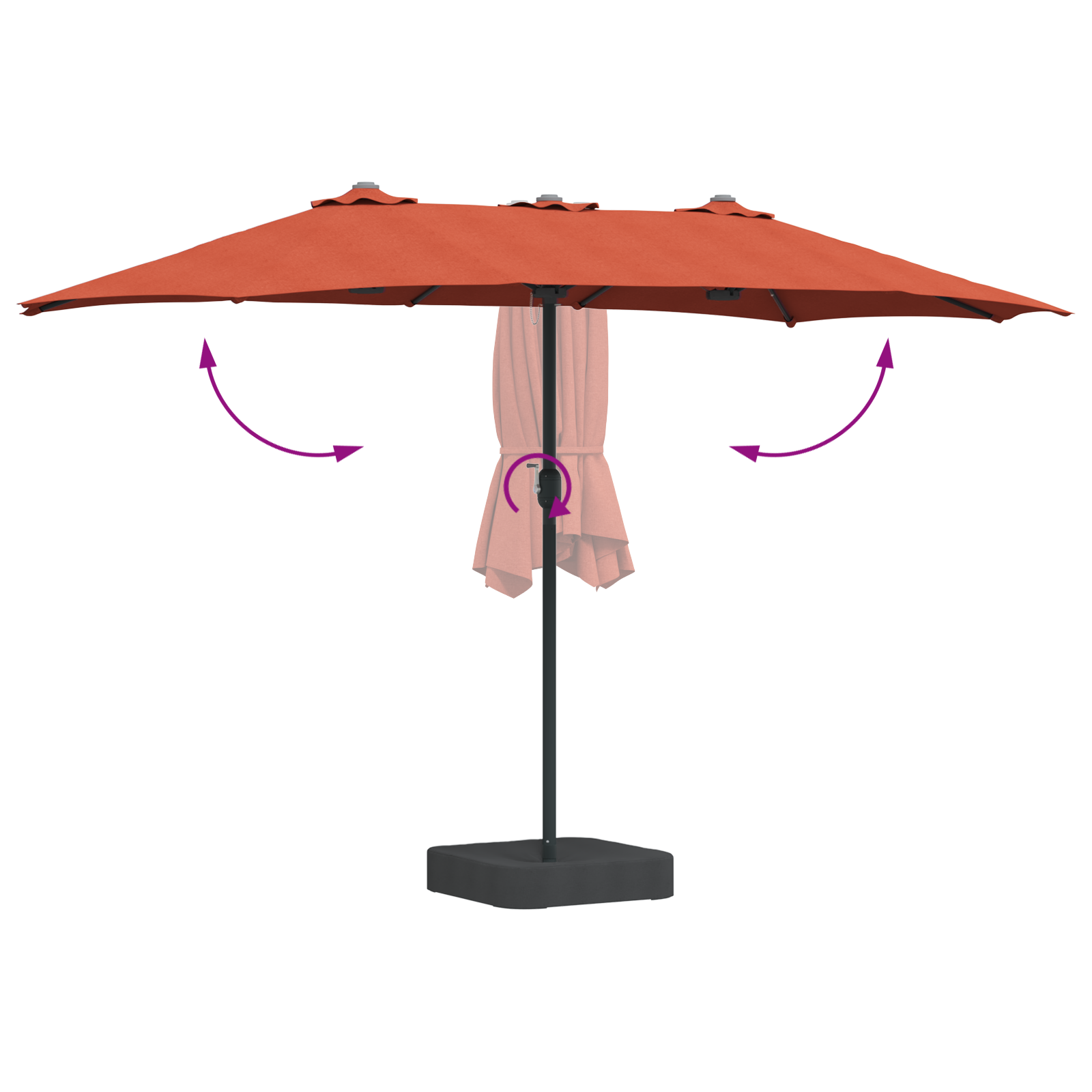 Hageparasol Terrakotta 385 x 209 x 244 cm stoff