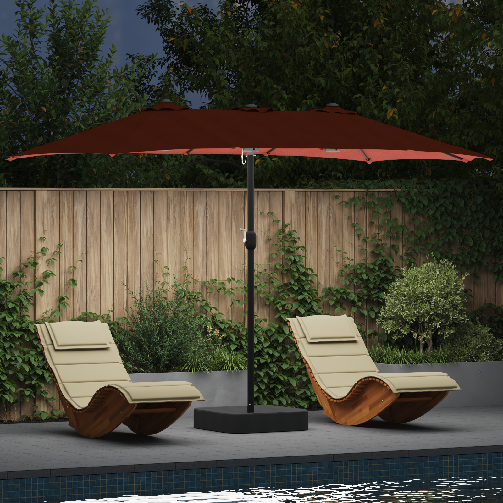 Hageparasol Terrakotta 385 x 209 x 244 cm stoff