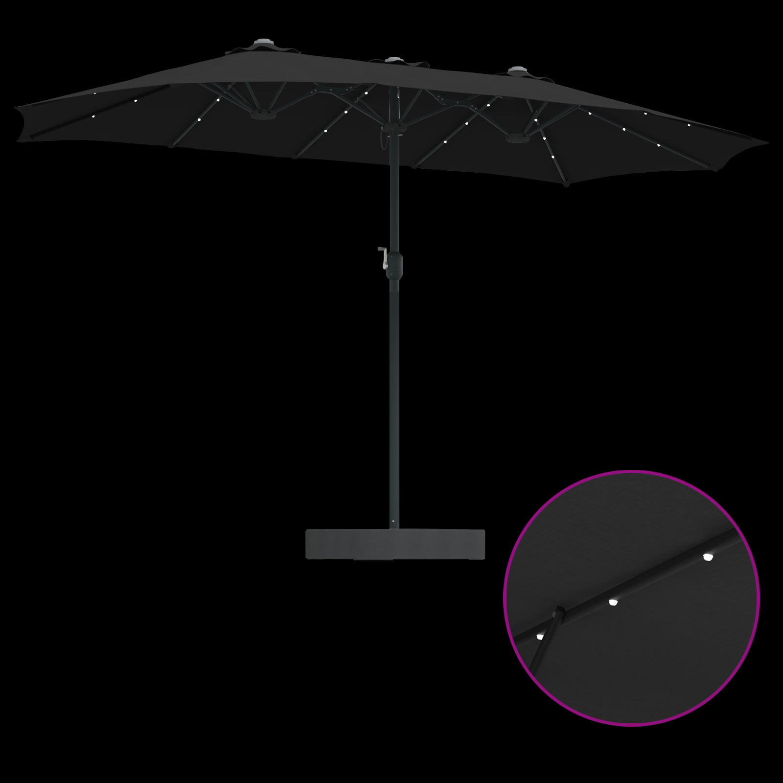 Hageparasol Svart 385 x 209 x 244 cm stoff