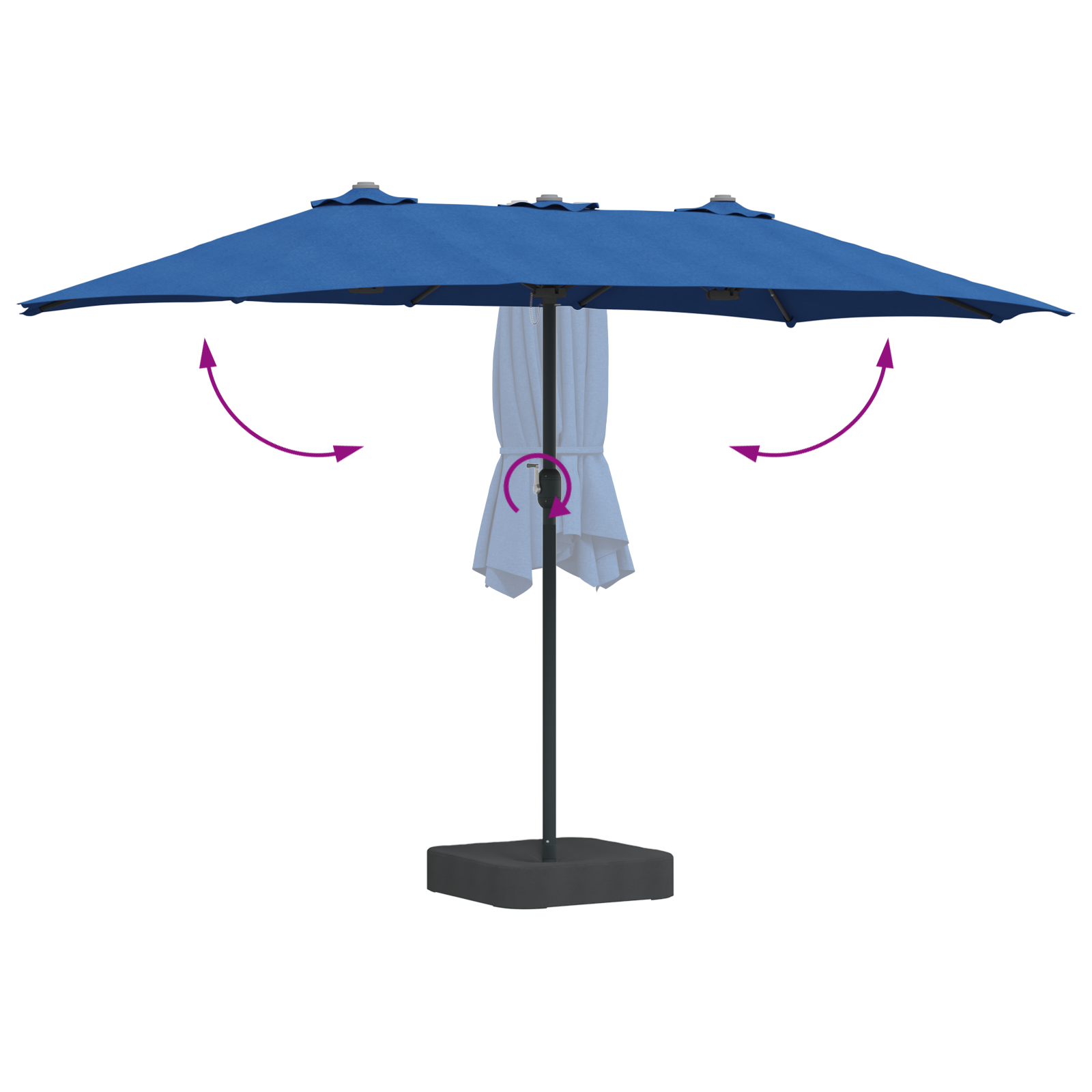 Hageparasol Blå 385 x 209 x 244 cm stoff