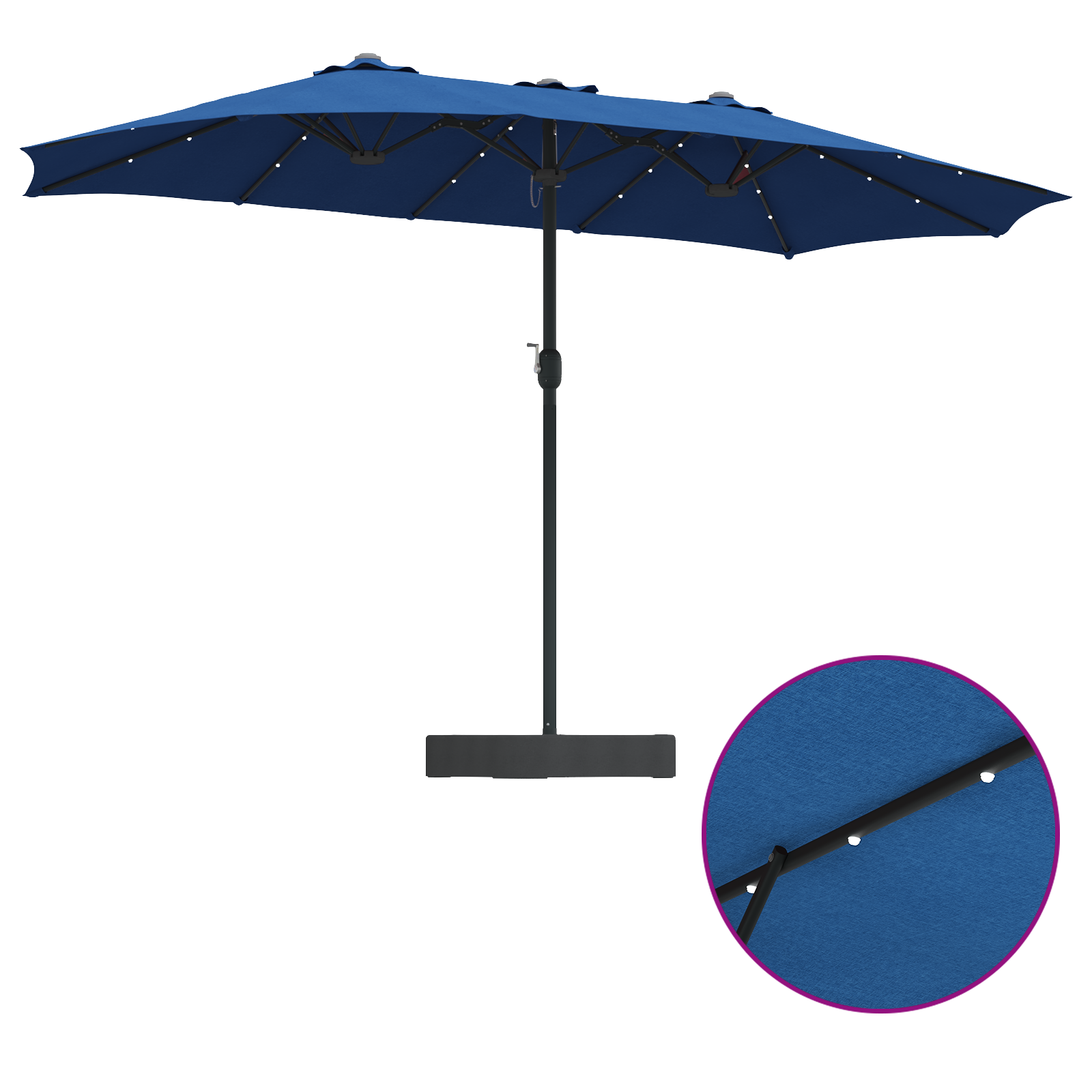 Hageparasol Blå 385 x 209 x 244 cm stoff