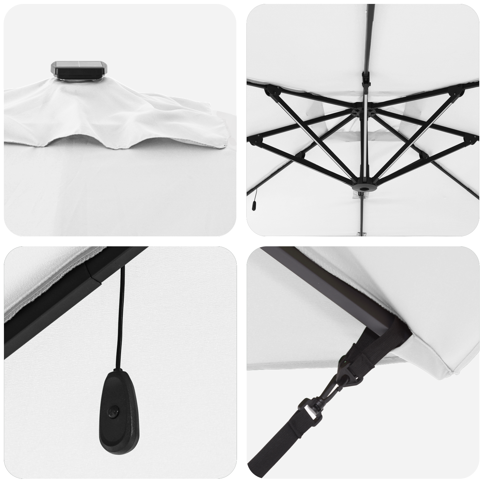 cantilever Roma parasoll med LED-lys Sand 286x285x270 cm Aluminium
