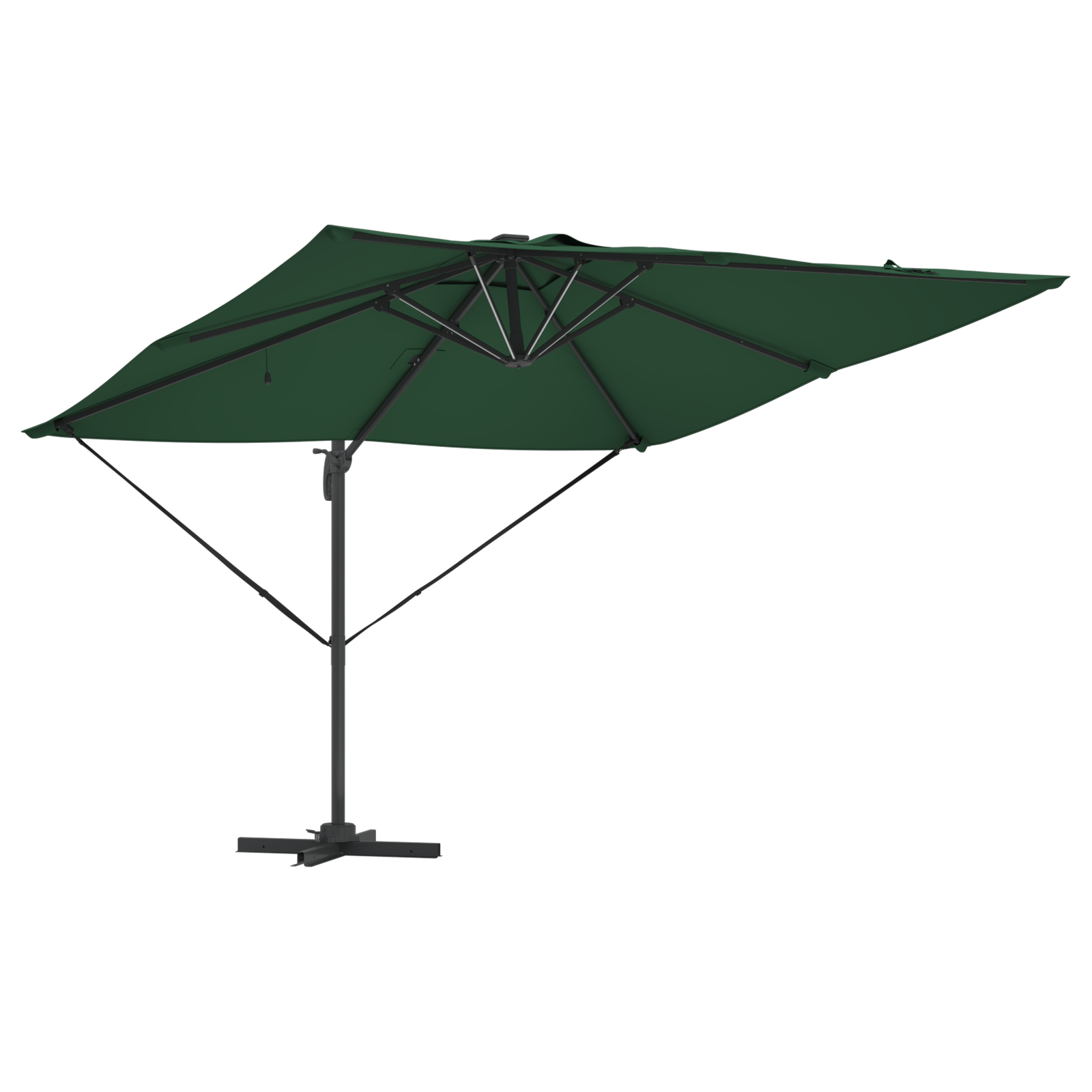 Cantilever Roma parasoll med LED-grønn 286x285x270 cm Aluminium