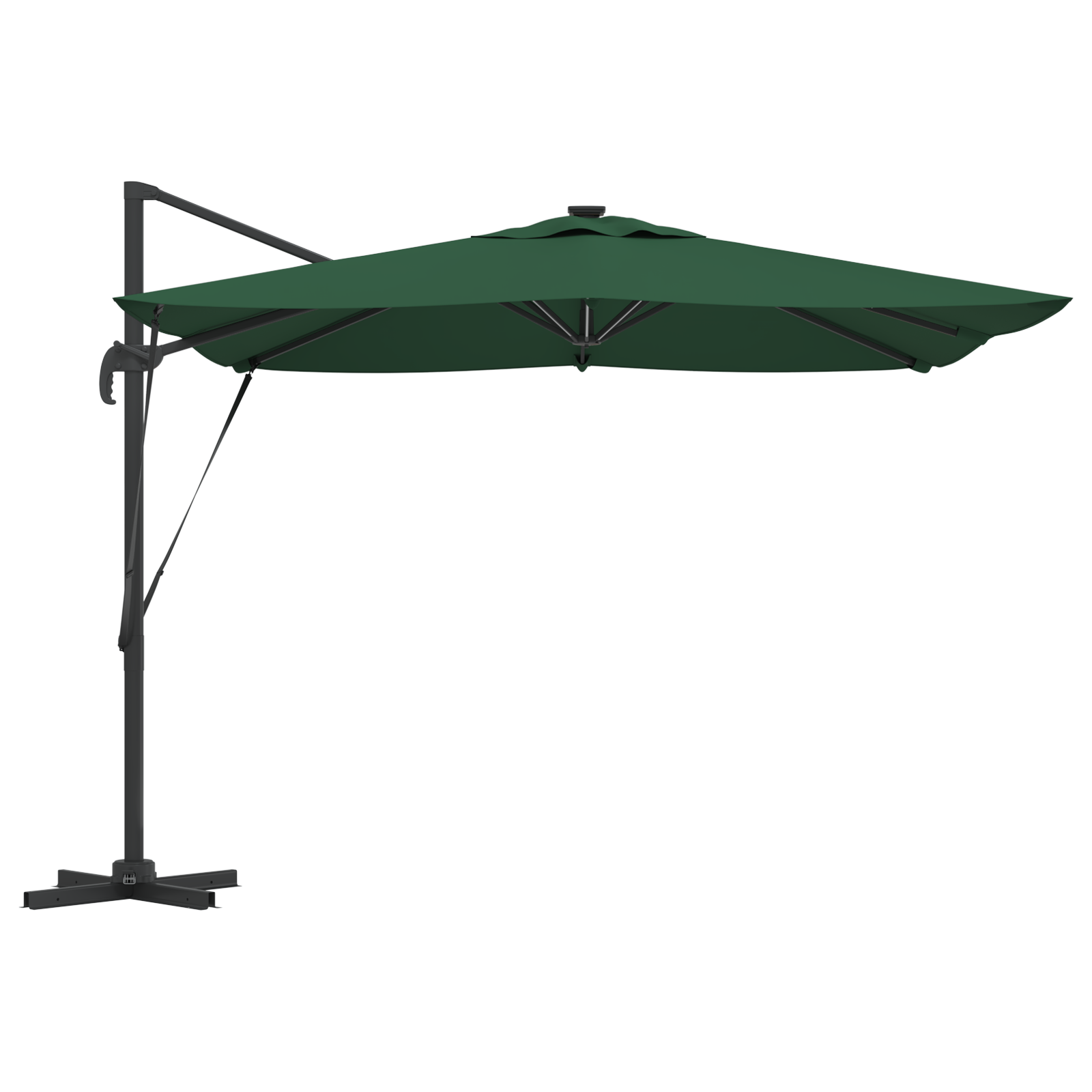 Cantilever Roma parasoll med LED-grønn 286x285x270 cm Aluminium