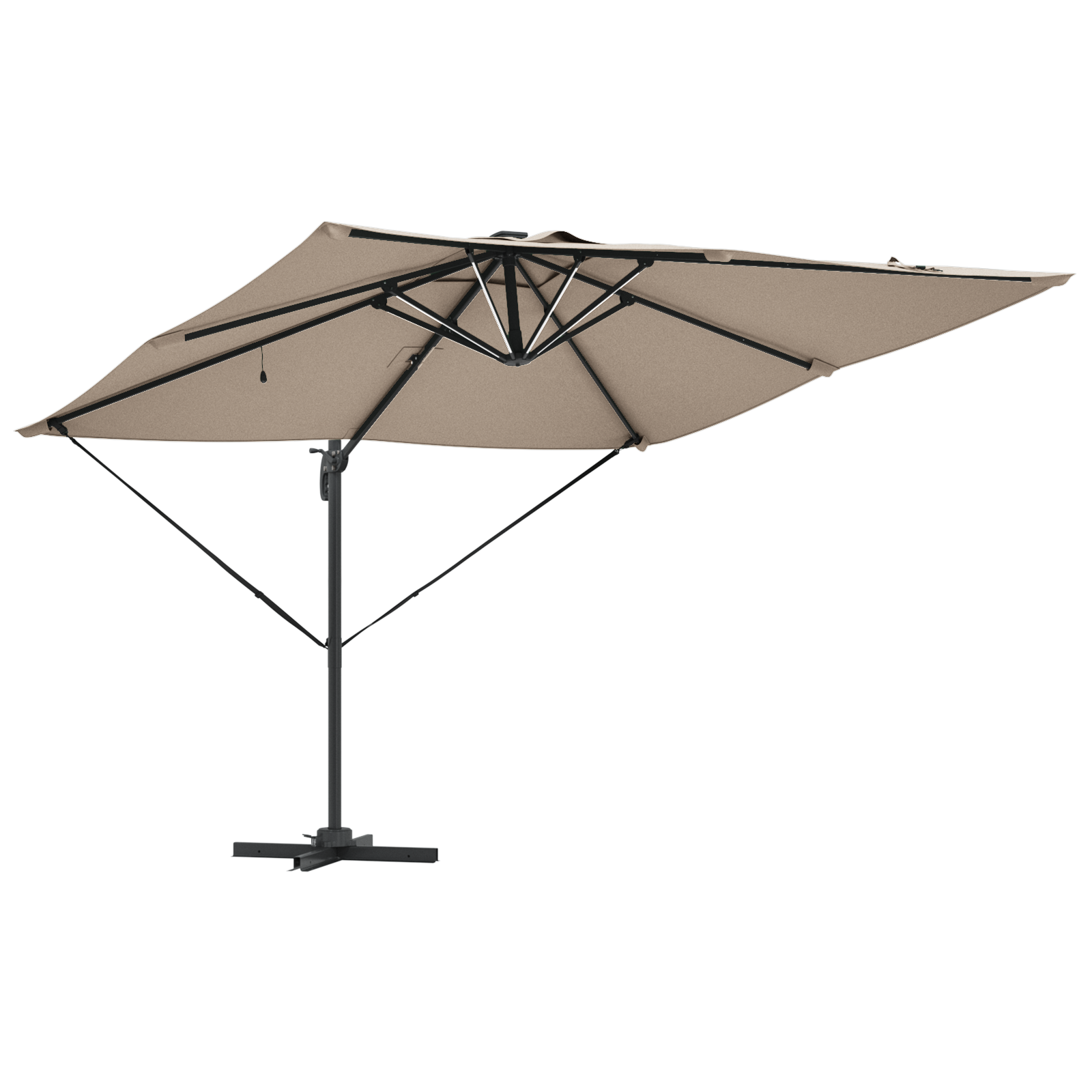Cantilever Roma parasoll med LED-lamper Taupe 286x285x270 cm Aluminium