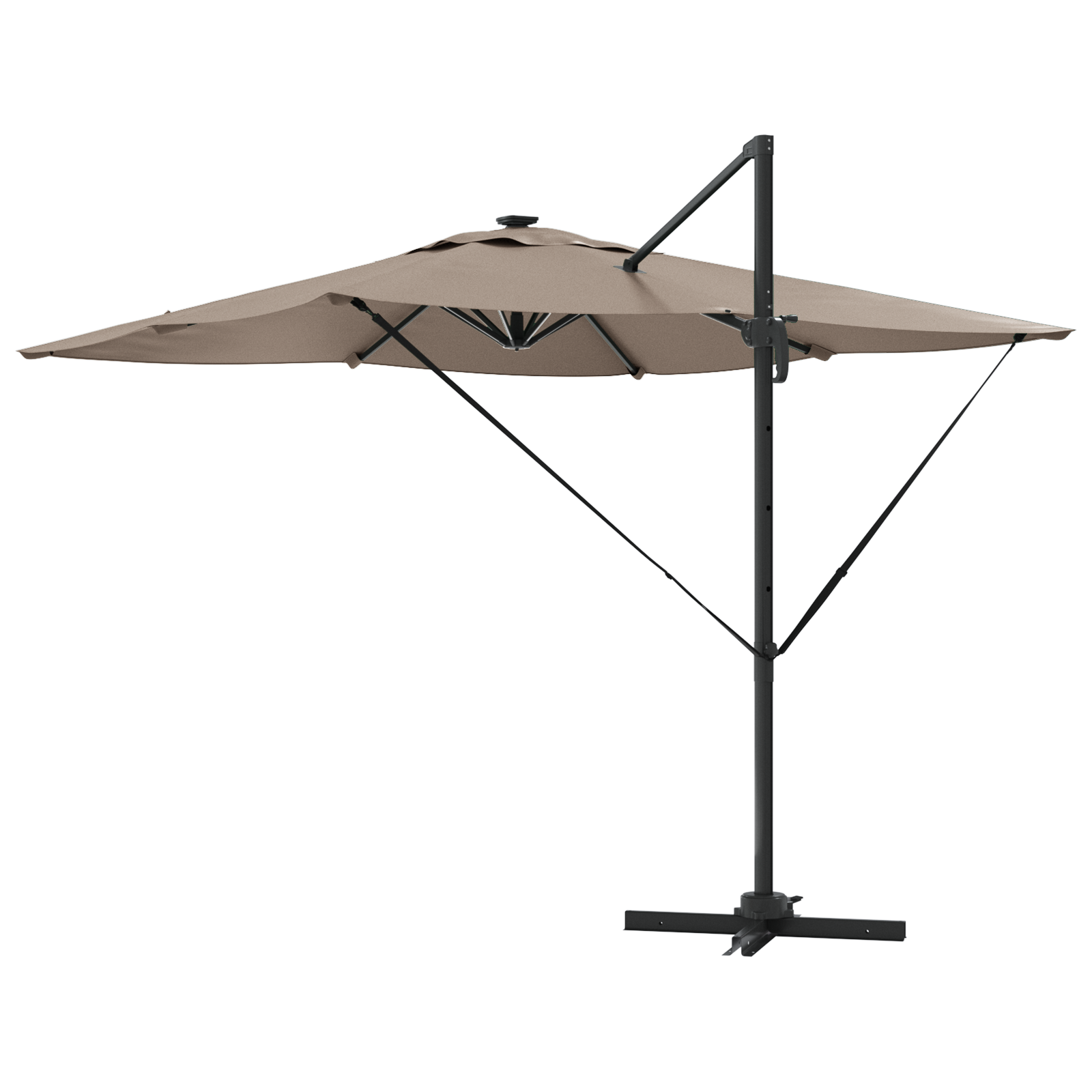 Cantilever Roma parasoll med LED-lamper Taupe 286x285x270 cm Aluminium