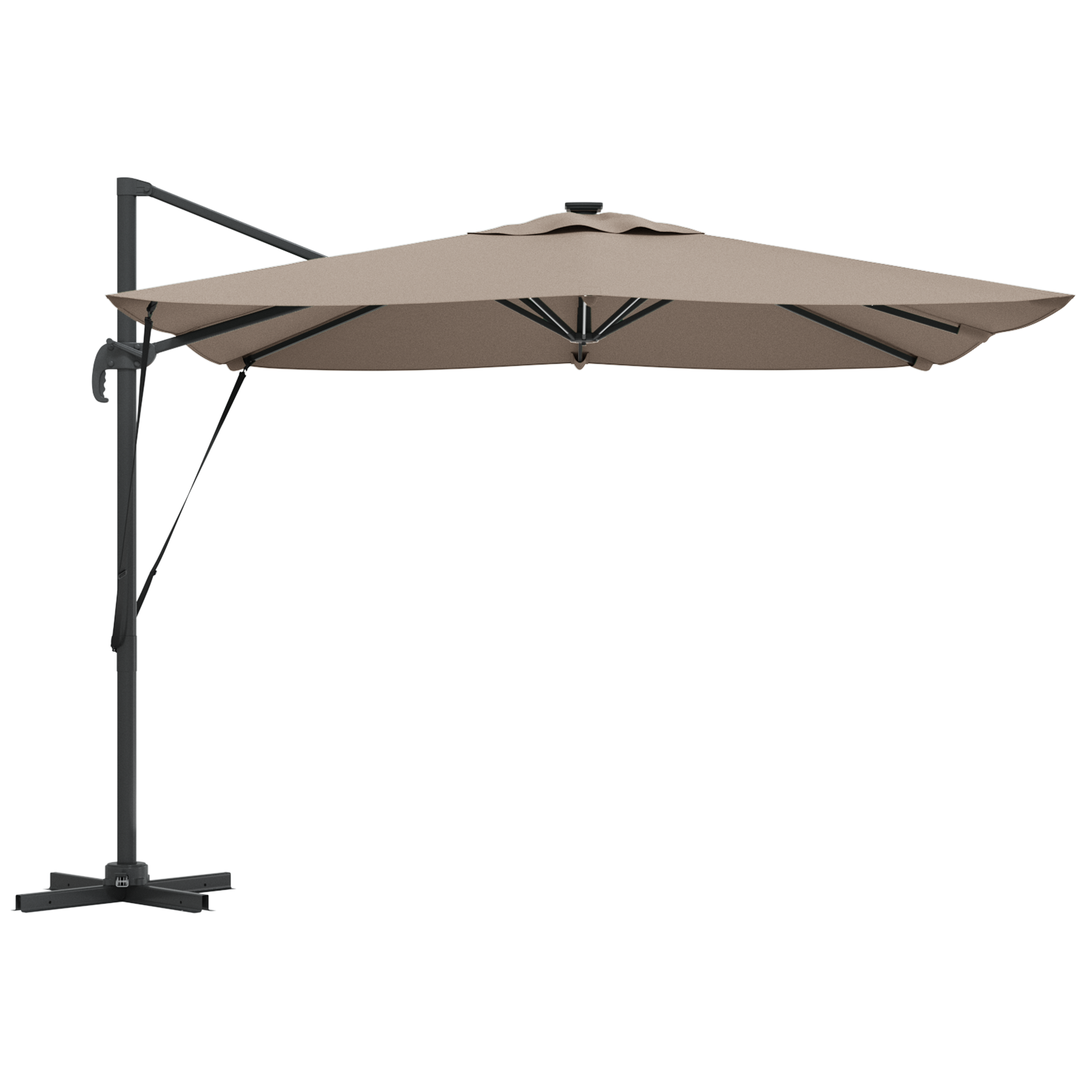 Cantilever Roma parasoll med LED-lamper Taupe 286x285x270 cm Aluminium