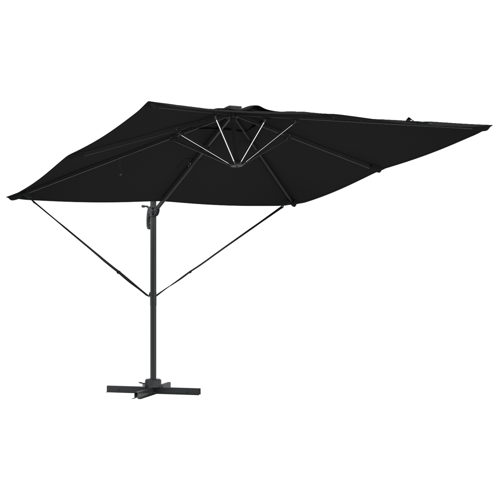 Cantilever Roma parasoll med LED-lamper svart 286x285x270 cm Aluminium