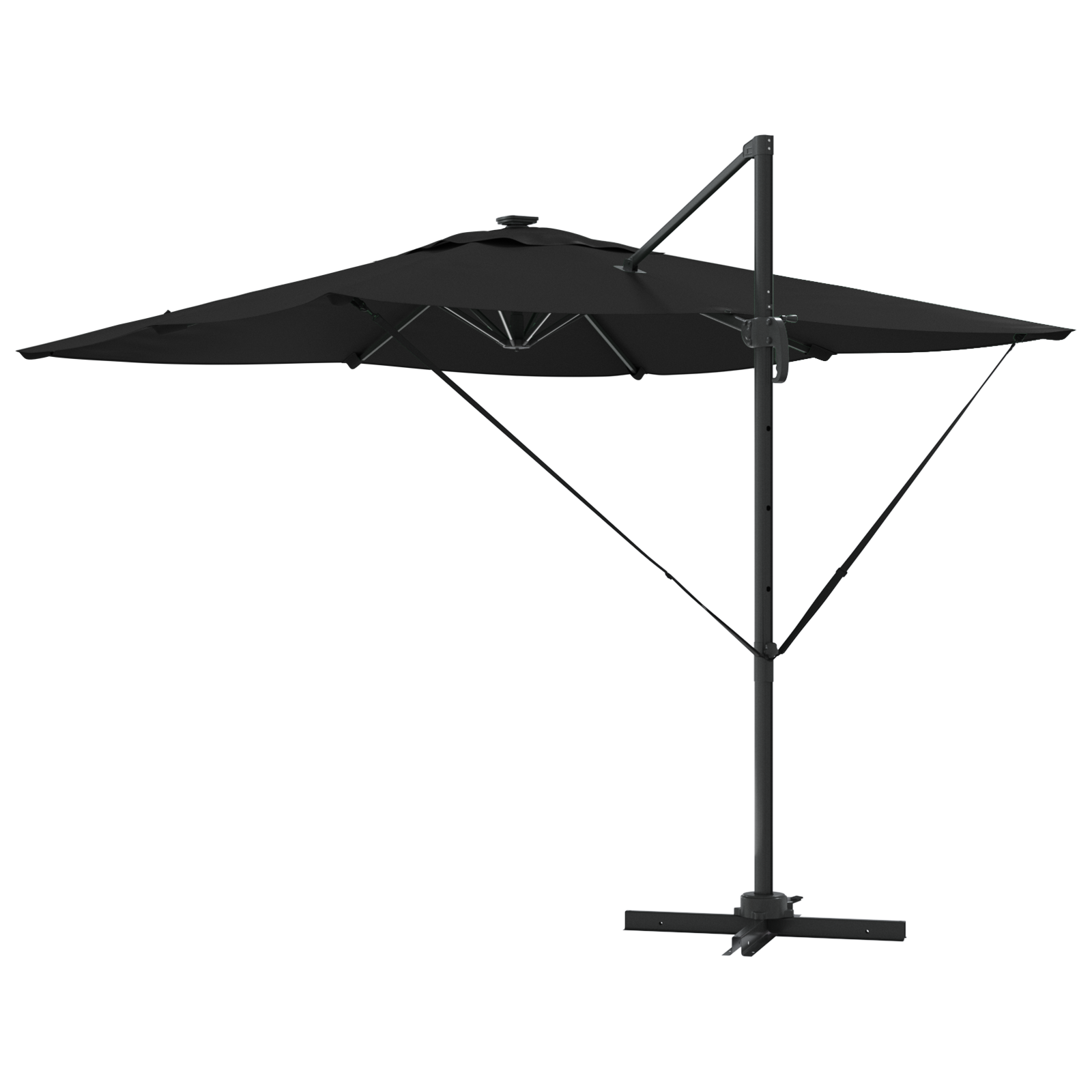Cantilever Roma parasoll med LED-lamper svart 286x285x270 cm Aluminium