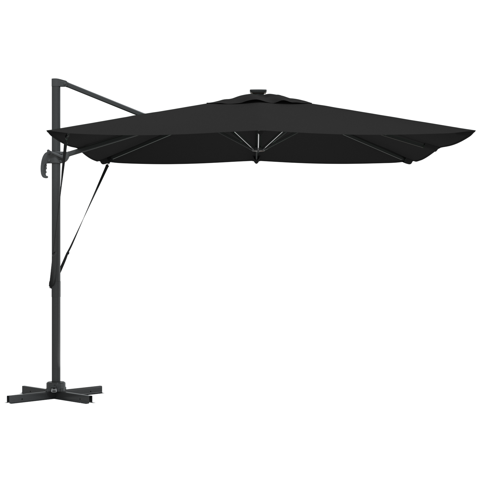 Cantilever Roma parasoll med LED-lamper svart 286x285x270 cm Aluminium