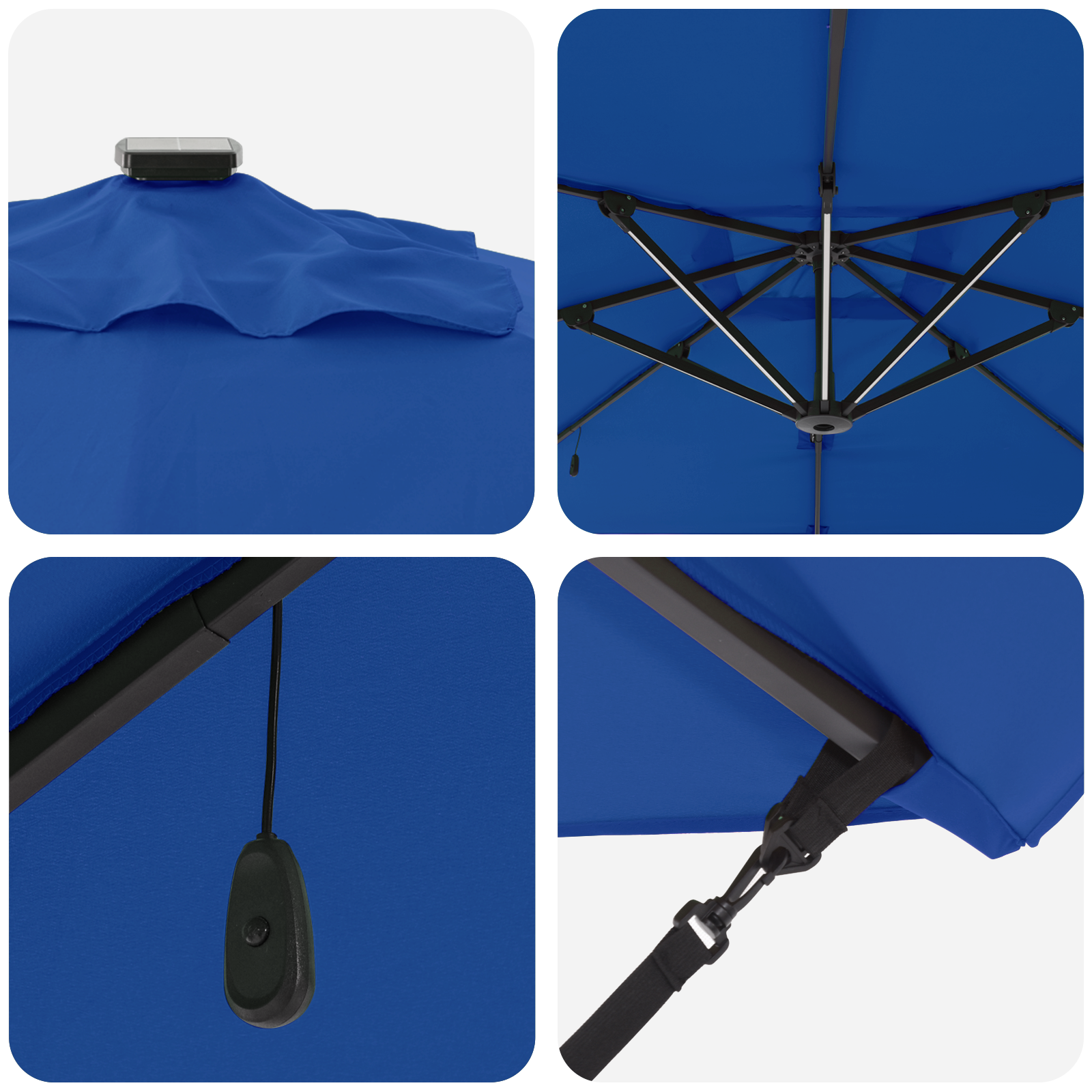 Cantilever Roma Parasol med LED-er Azure Blå 286x285x270 cm Aluminium