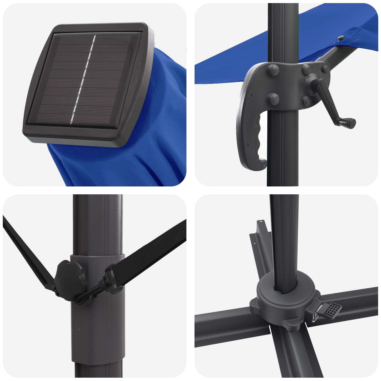 Cantilever Roma Parasol med LED-er Azure Blå 286x285x270 cm Aluminium