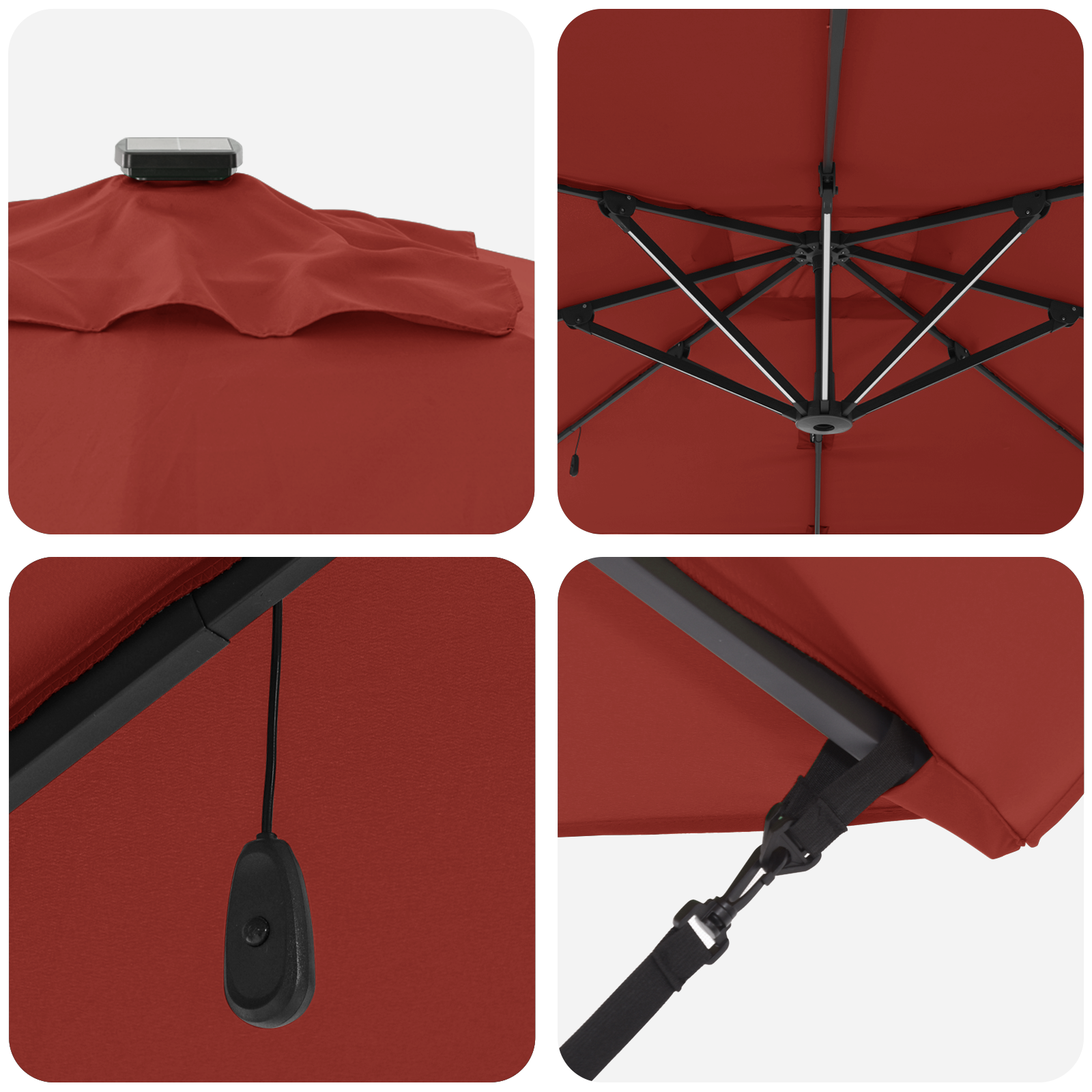 Cantilever Roma Parasol med LED-lys Terracotta 286x285x270 cm Aluminium