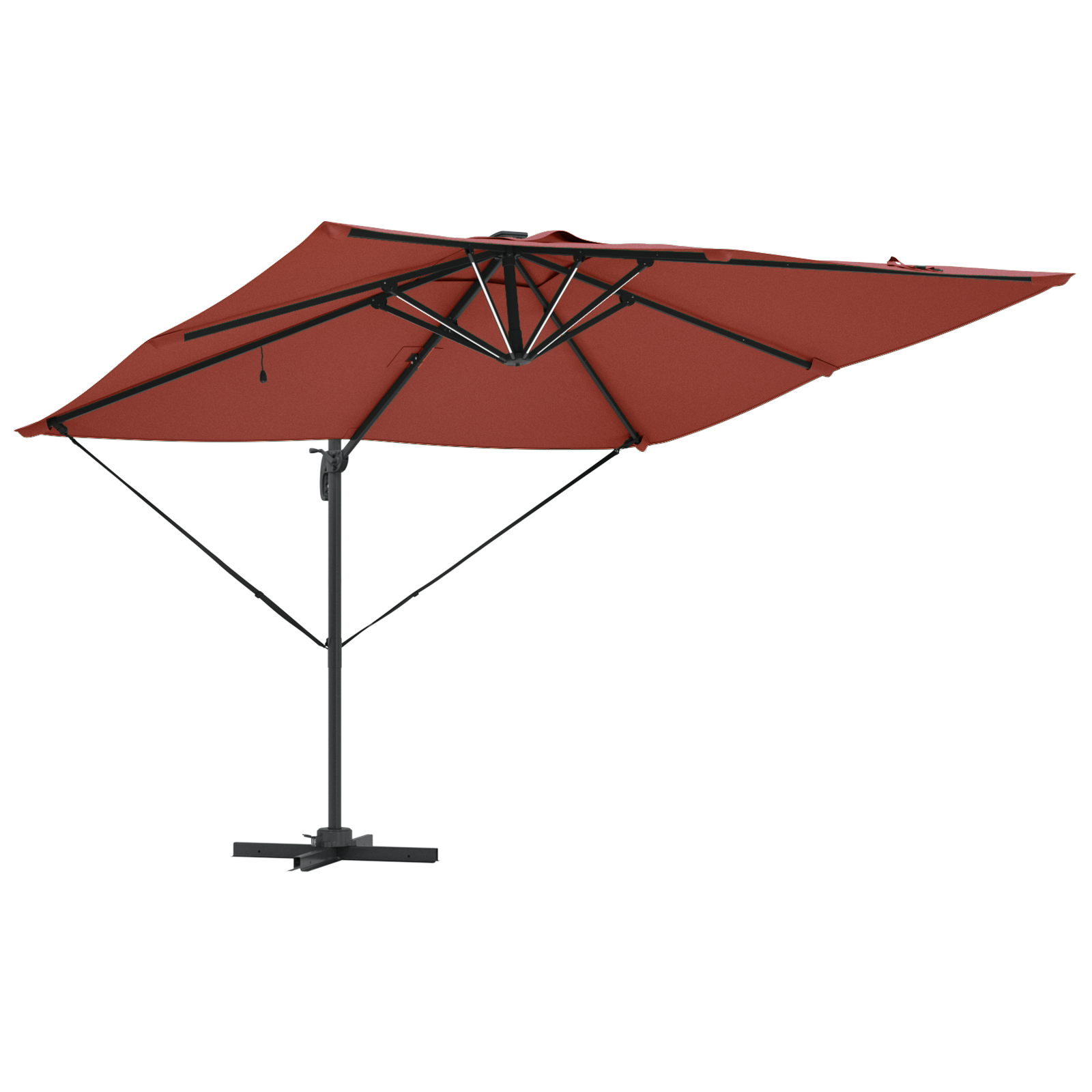 Cantilever Roma Parasol med LED-lys Terracotta 286x285x270 cm Aluminium