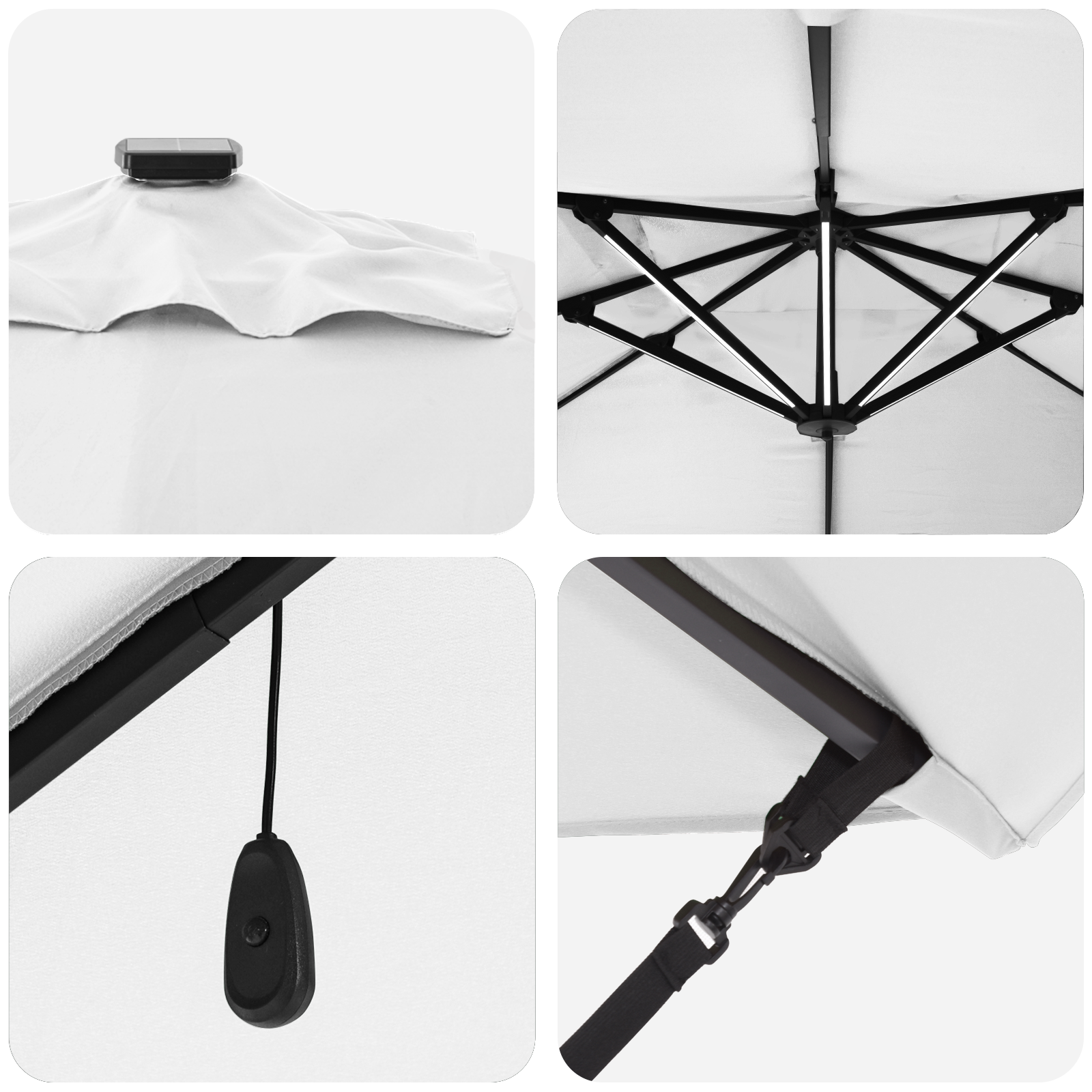 Cantilever Roma-parasol med LED-er Sand 352x251x265 cm Aluminium