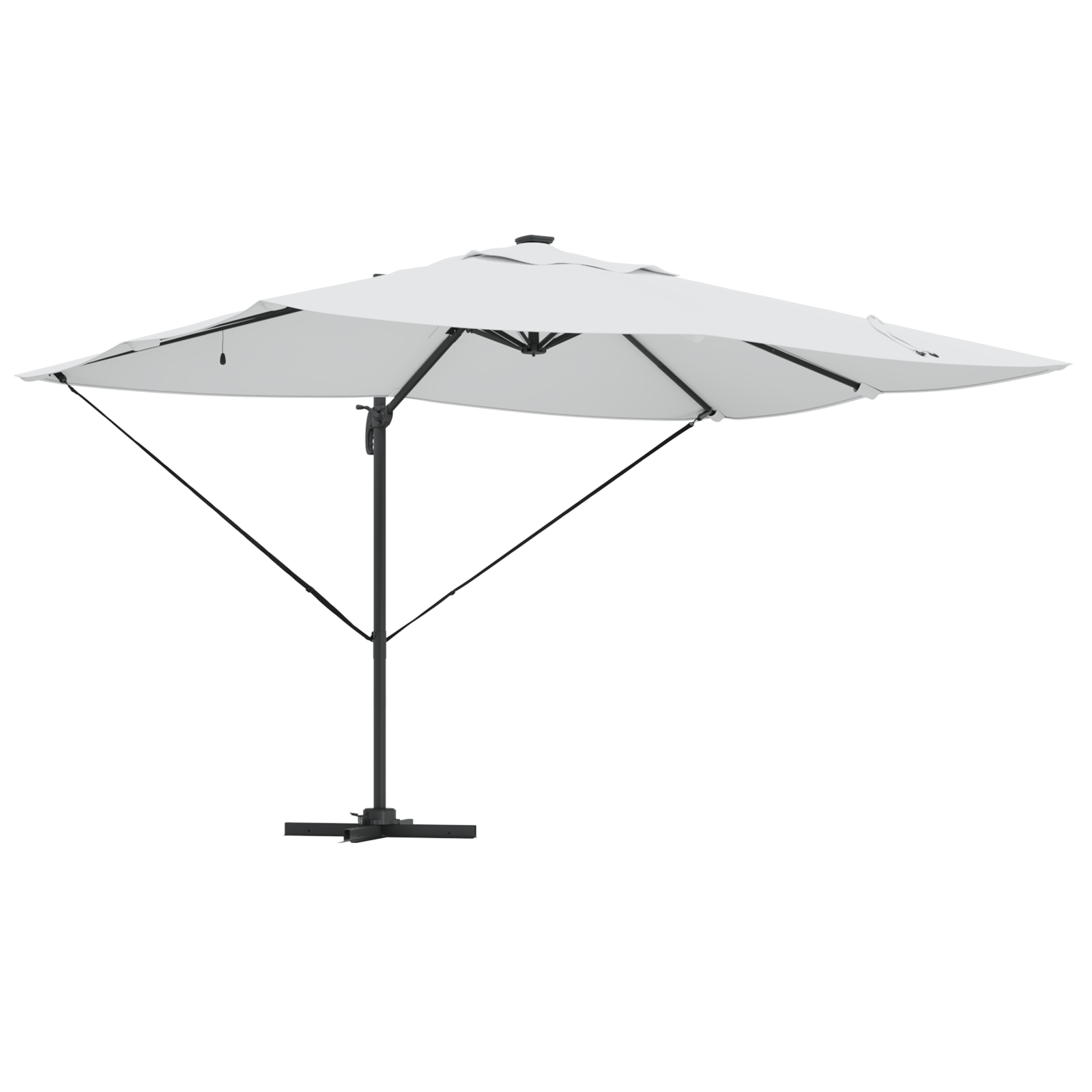 Cantilever Roma-parasol med LED-er Sand 352x251x265 cm Aluminium