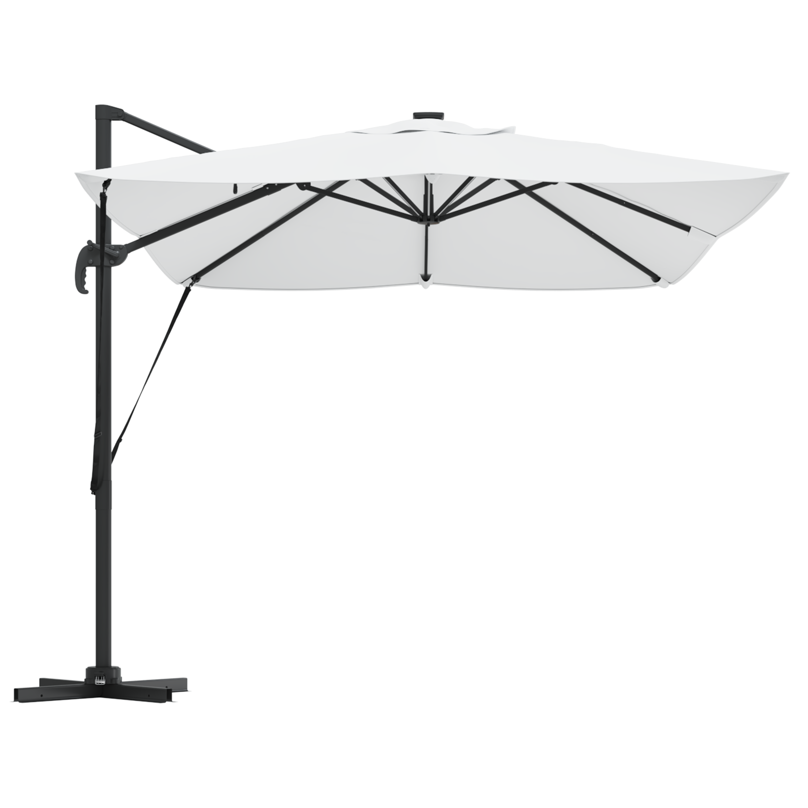 Cantilever Roma-parasol med LED-er Sand 352x251x265 cm Aluminium