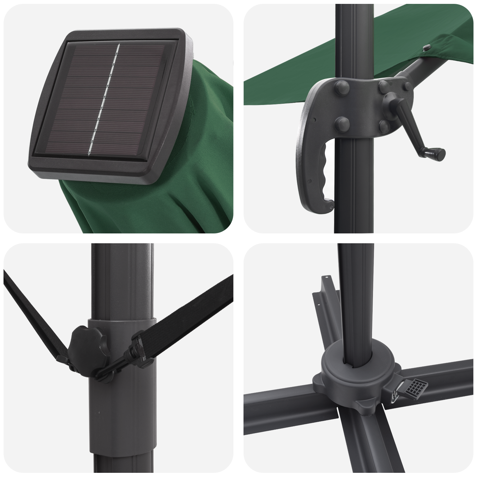 Cantilever Roma Parasol med LED-lamper Grønn 352x251x265 cm Aluminium