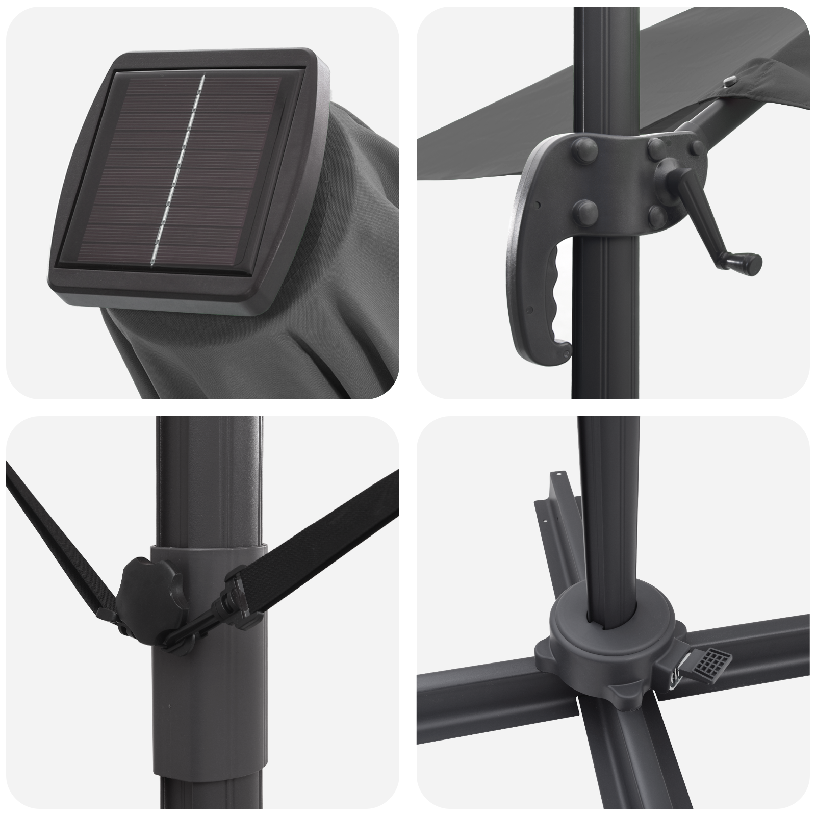 Cantilever Roma parasoll med LED-antrasitt 352x251x265 cm Aluminium