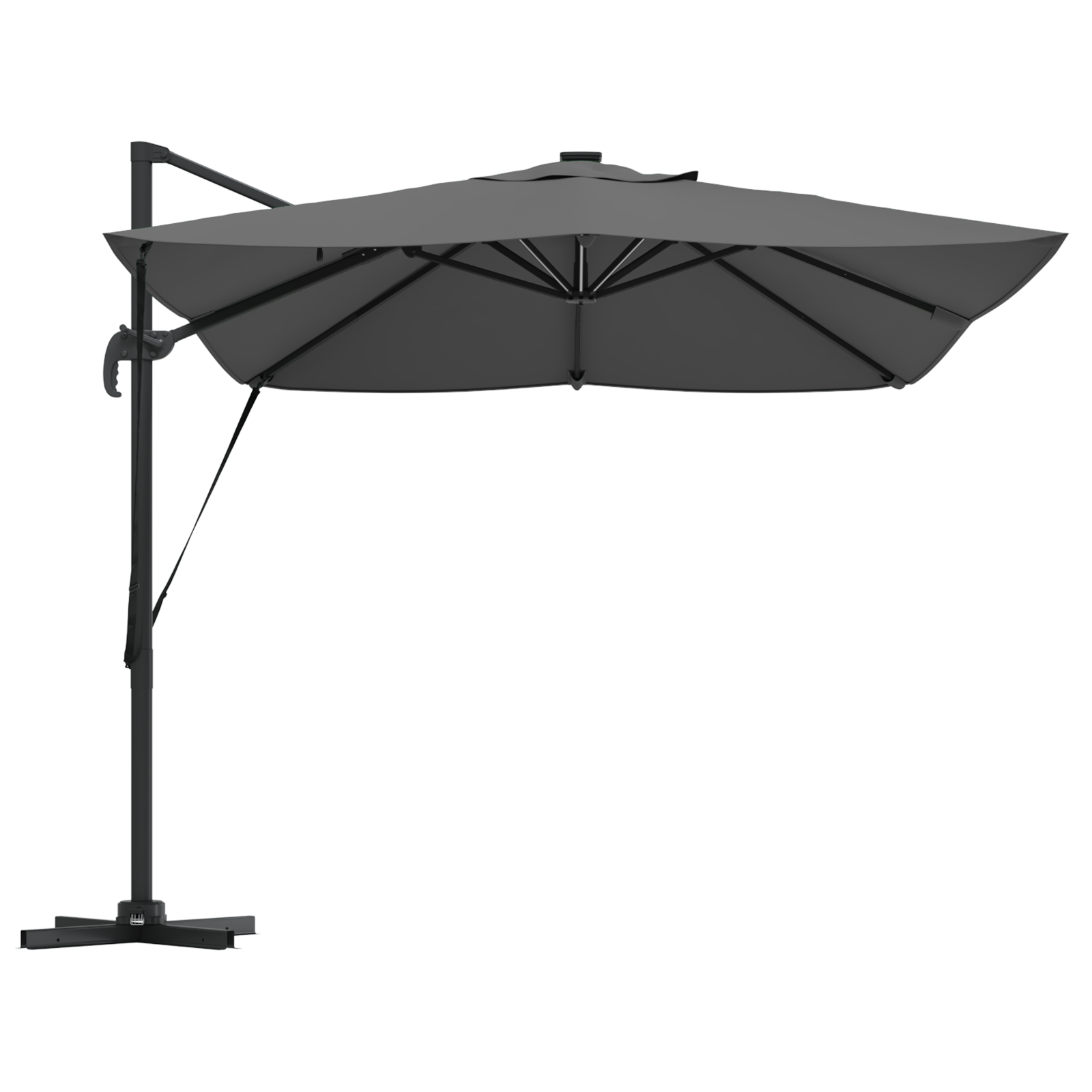 Cantilever Roma parasoll med LED-antrasitt 352x251x265 cm Aluminium