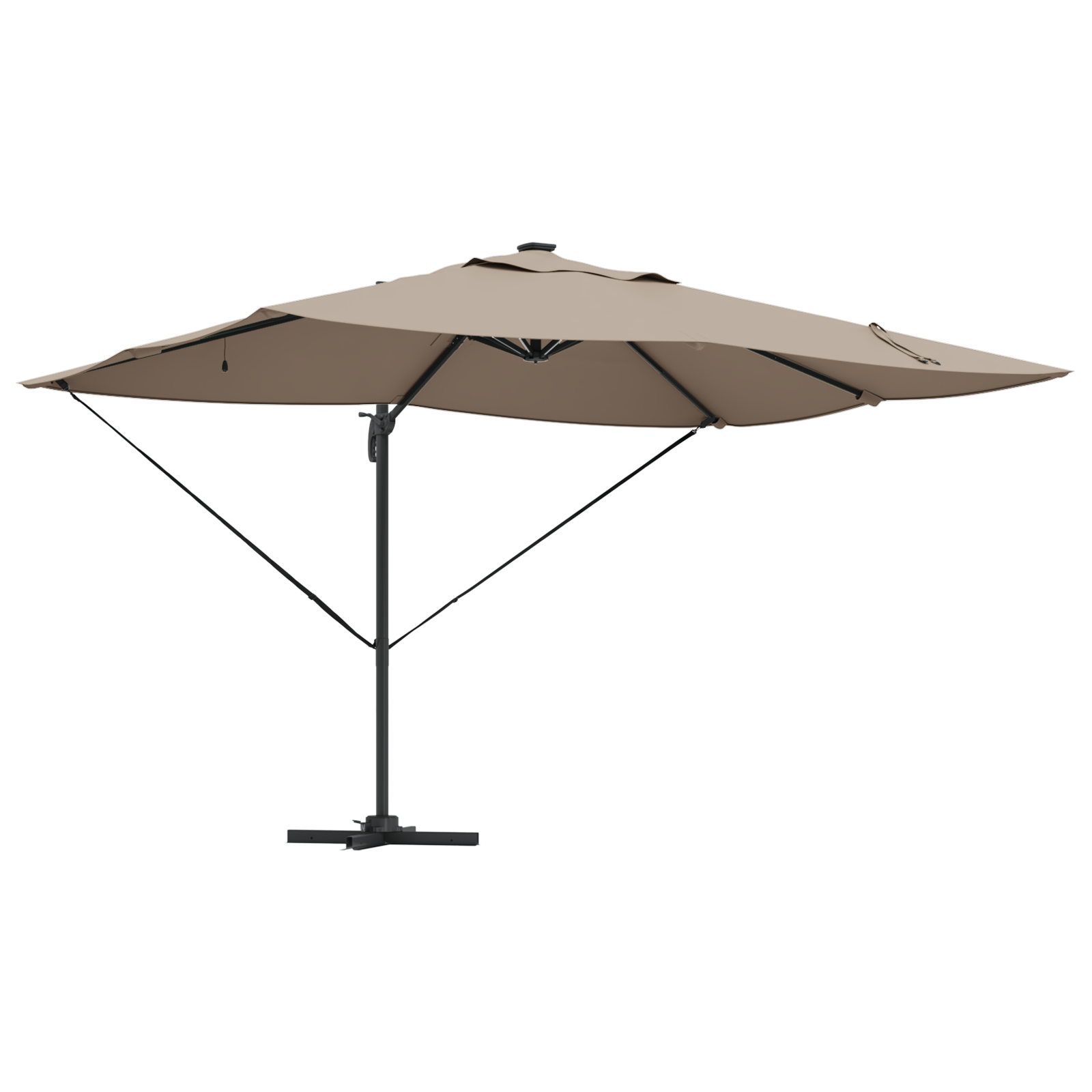 Cantilever Roma Parasol med LED Lys Taupe 352x251x265 cm Aluminium