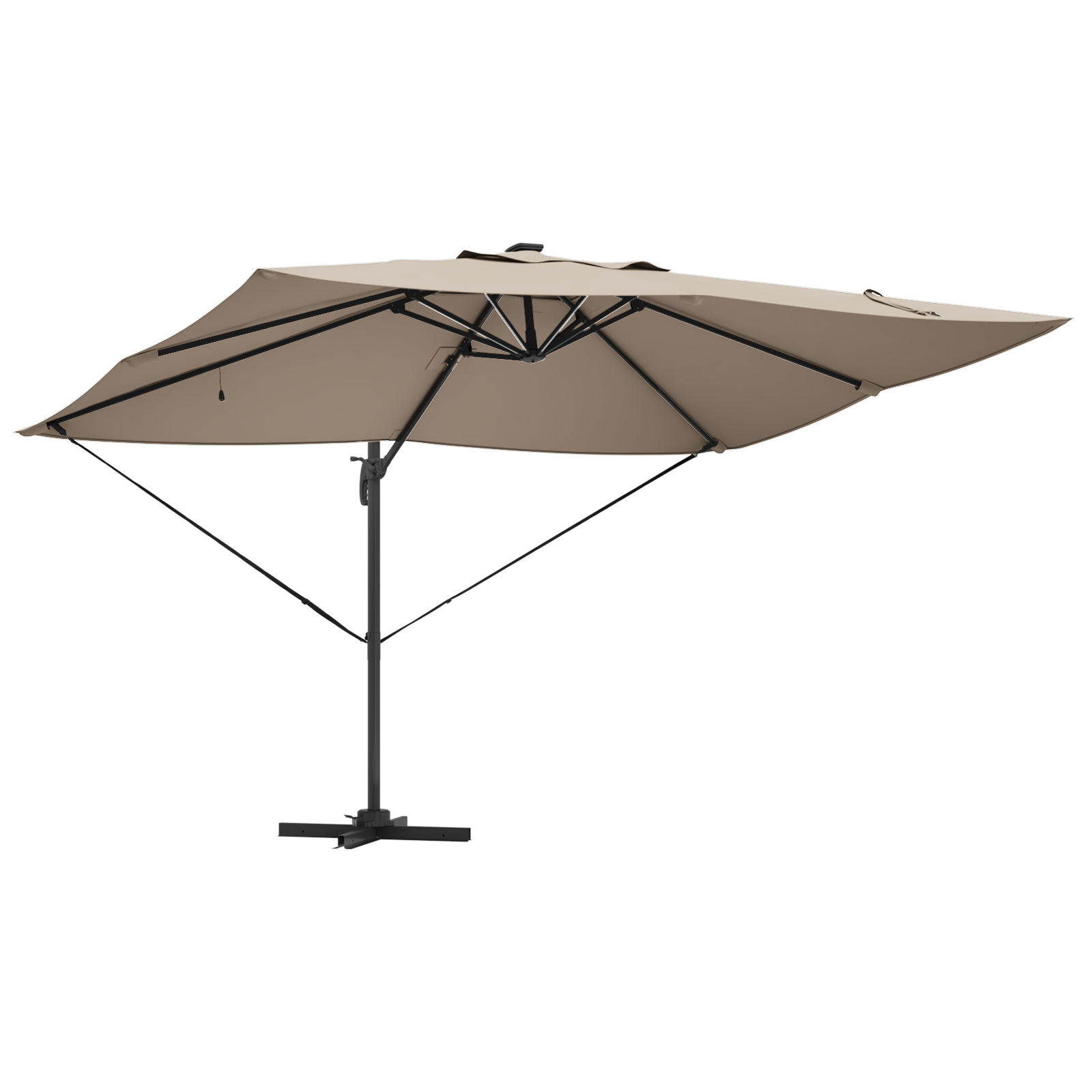 Cantilever Roma Parasol med LED Lys Taupe 352x251x265 cm Aluminium