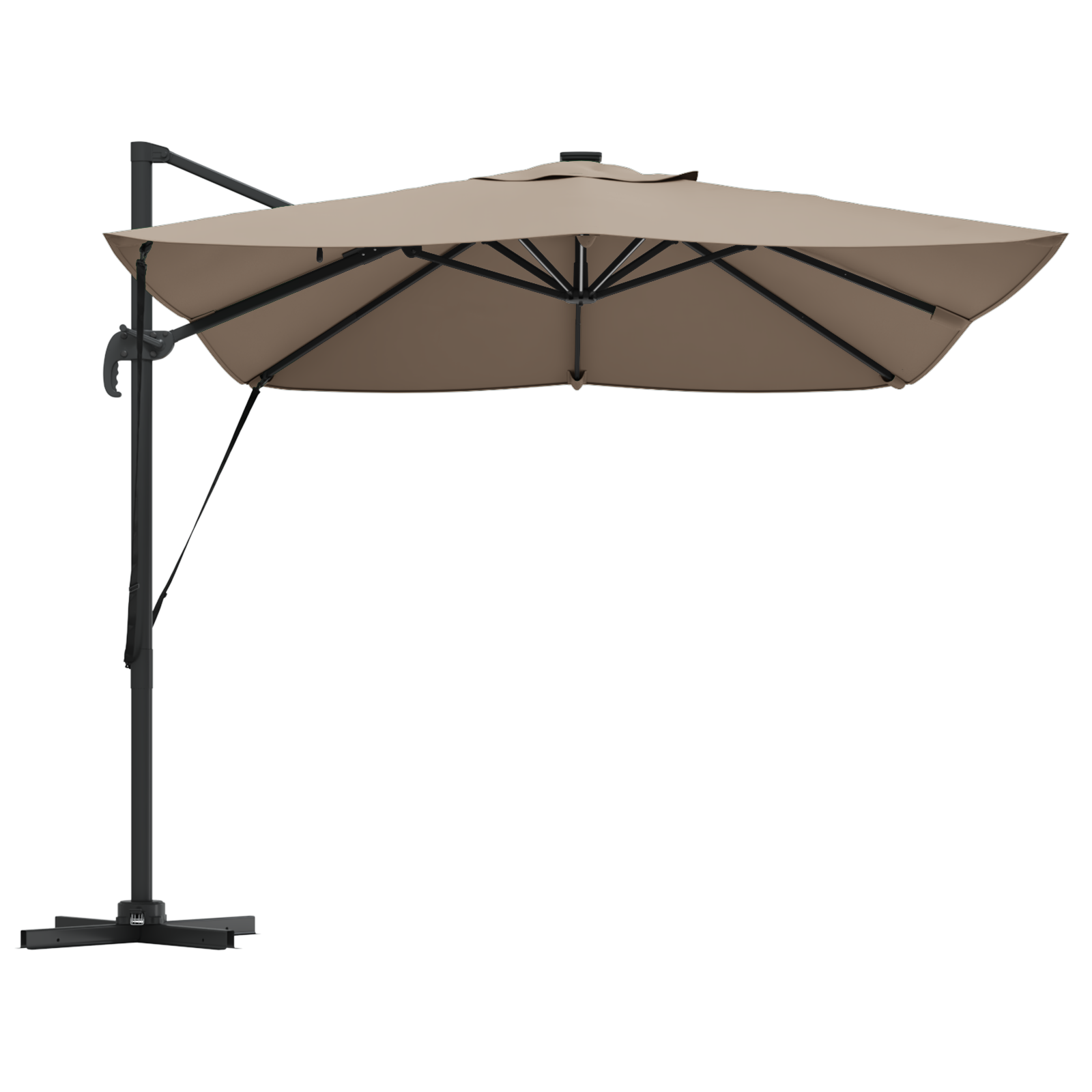 Cantilever Roma Parasol med LED Lys Taupe 352x251x265 cm Aluminium