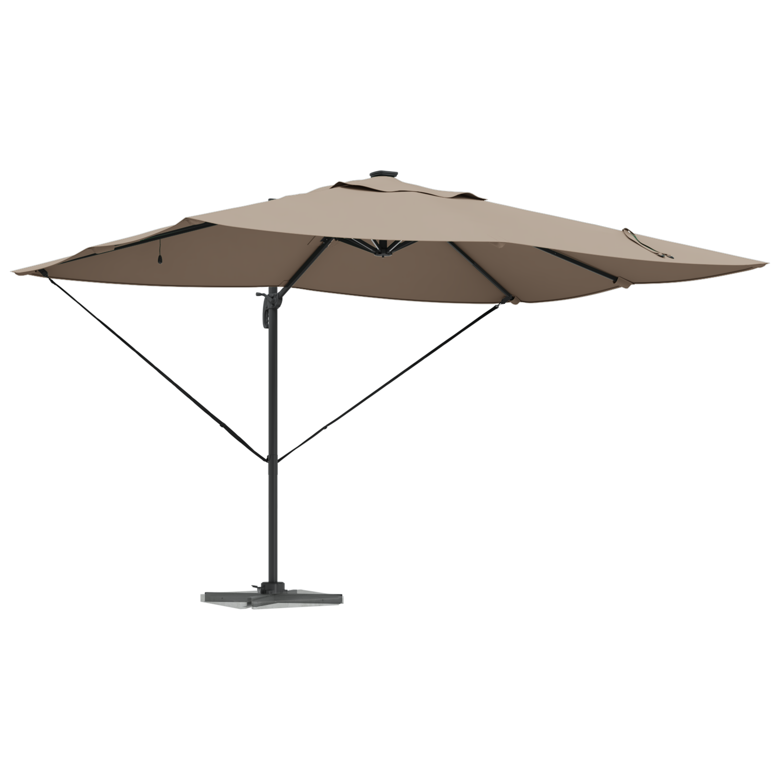 Cantilever Roma Parasol med LED Lys Taupe 352x251x265 cm Aluminium