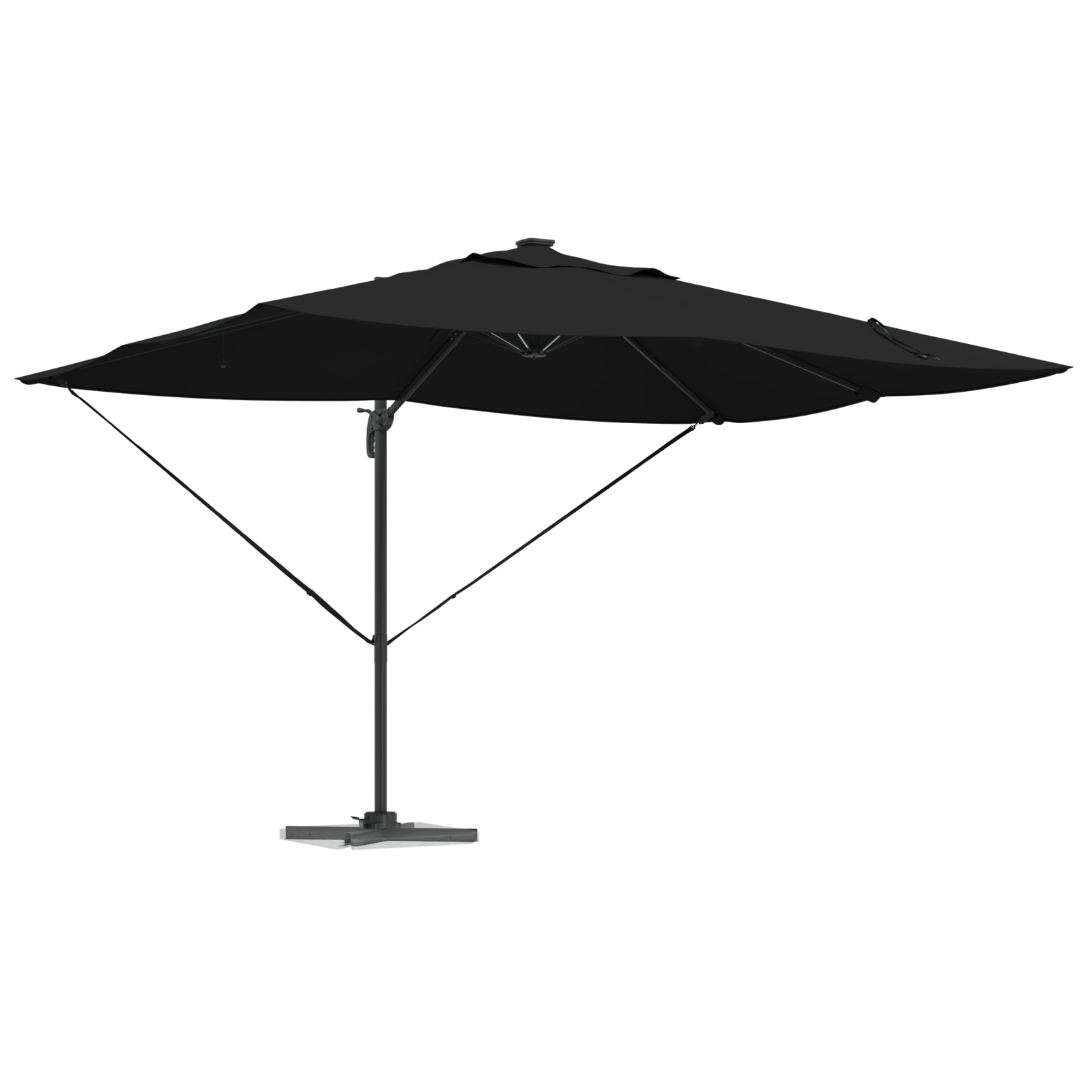 Cantilever Roma-parasoll med LED lys Svart 352x251x265 cm Aluminium