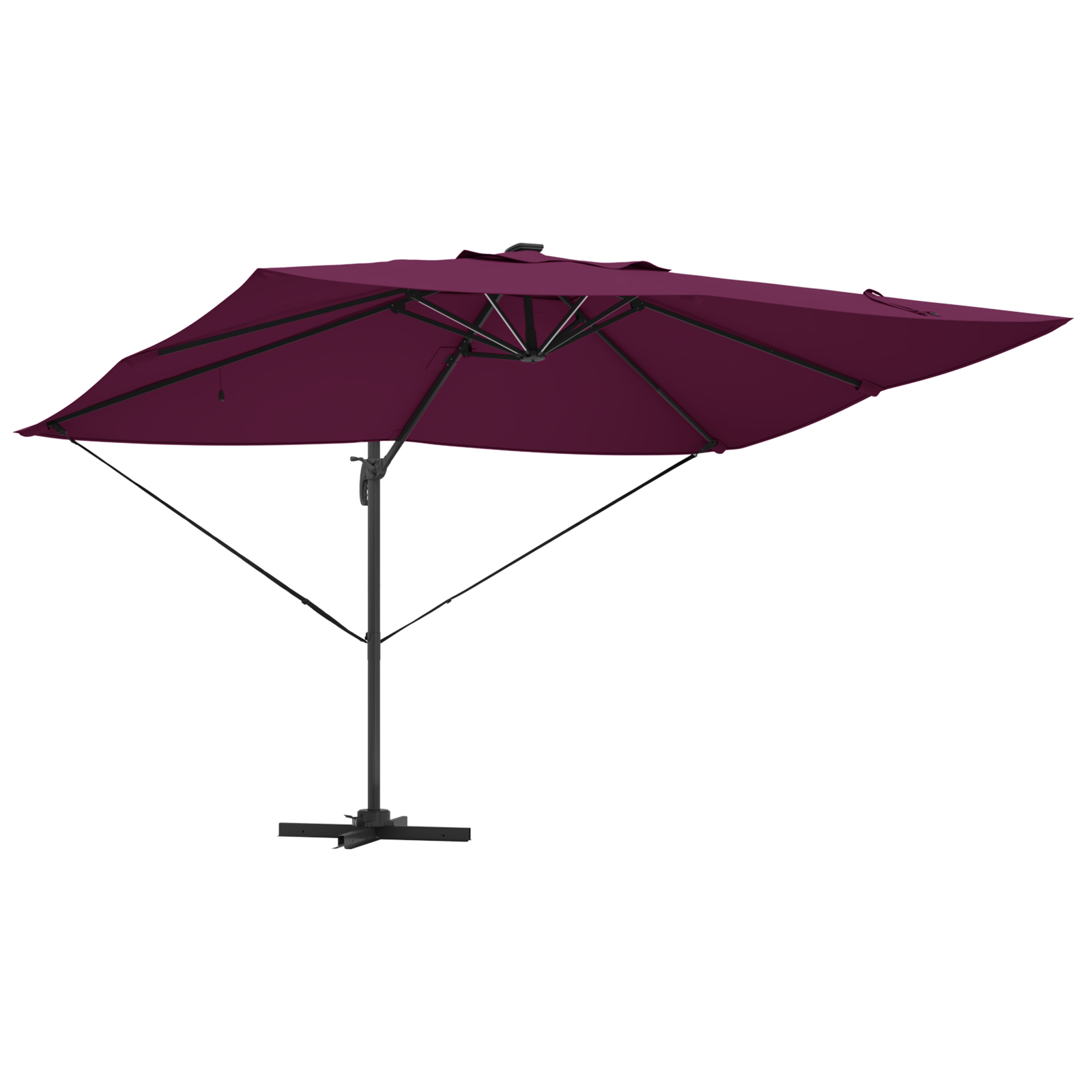 Cantilever Roma Parasol med LED i Bordeaux-rød 352x251x265 cm Aluminium