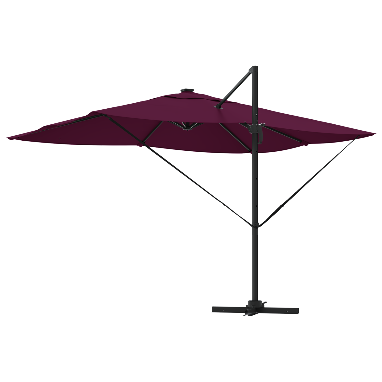 Cantilever Roma Parasol med LED i Bordeaux-rød 352x251x265 cm Aluminium