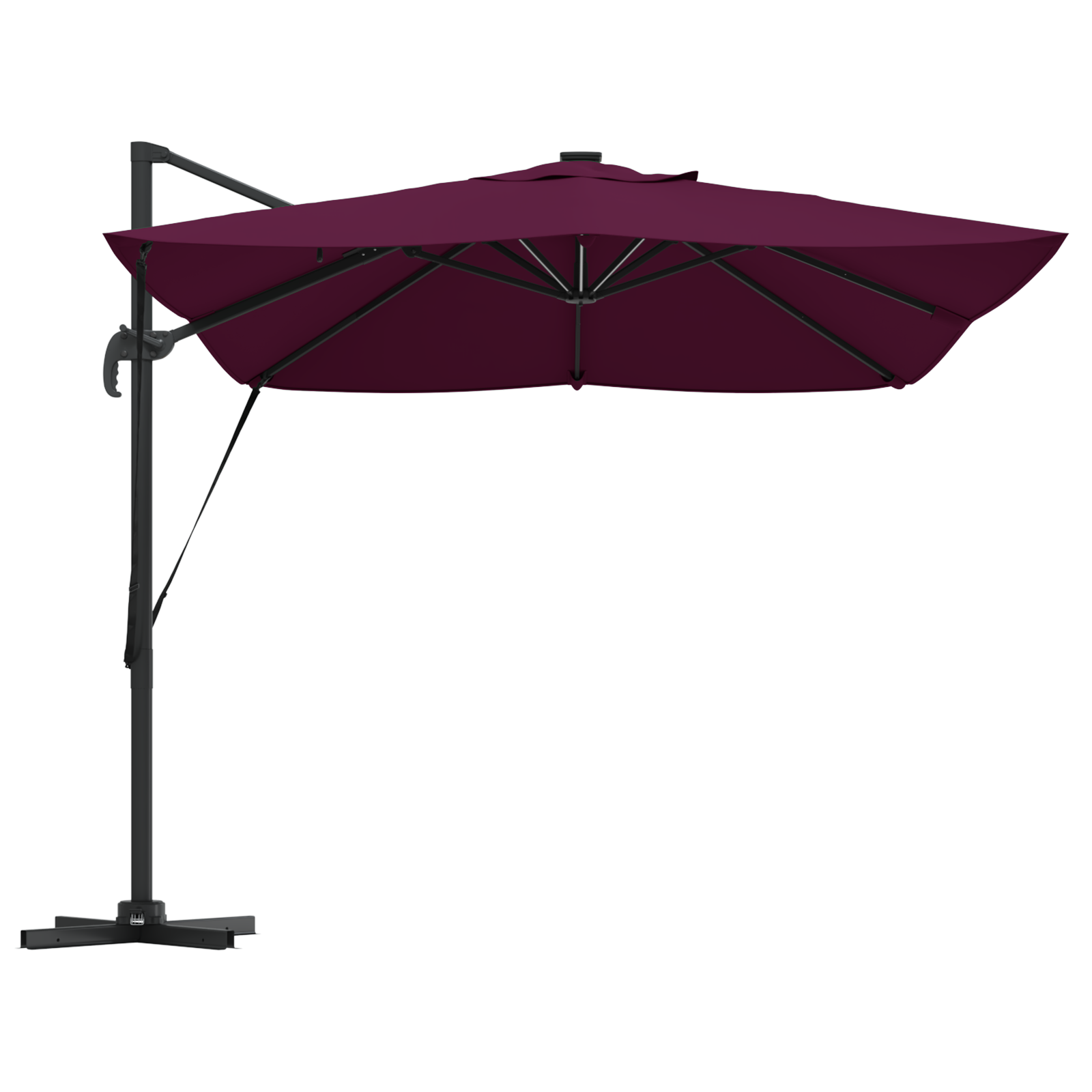 Cantilever Roma Parasol med LED i Bordeaux-rød 352x251x265 cm Aluminium