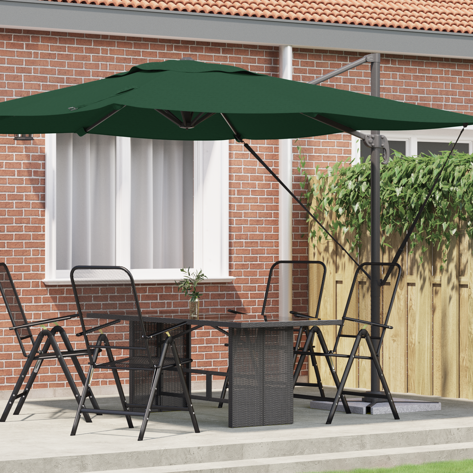 Cantilever Roma Parasoll Grønn 286x285x265 cm Aluminium