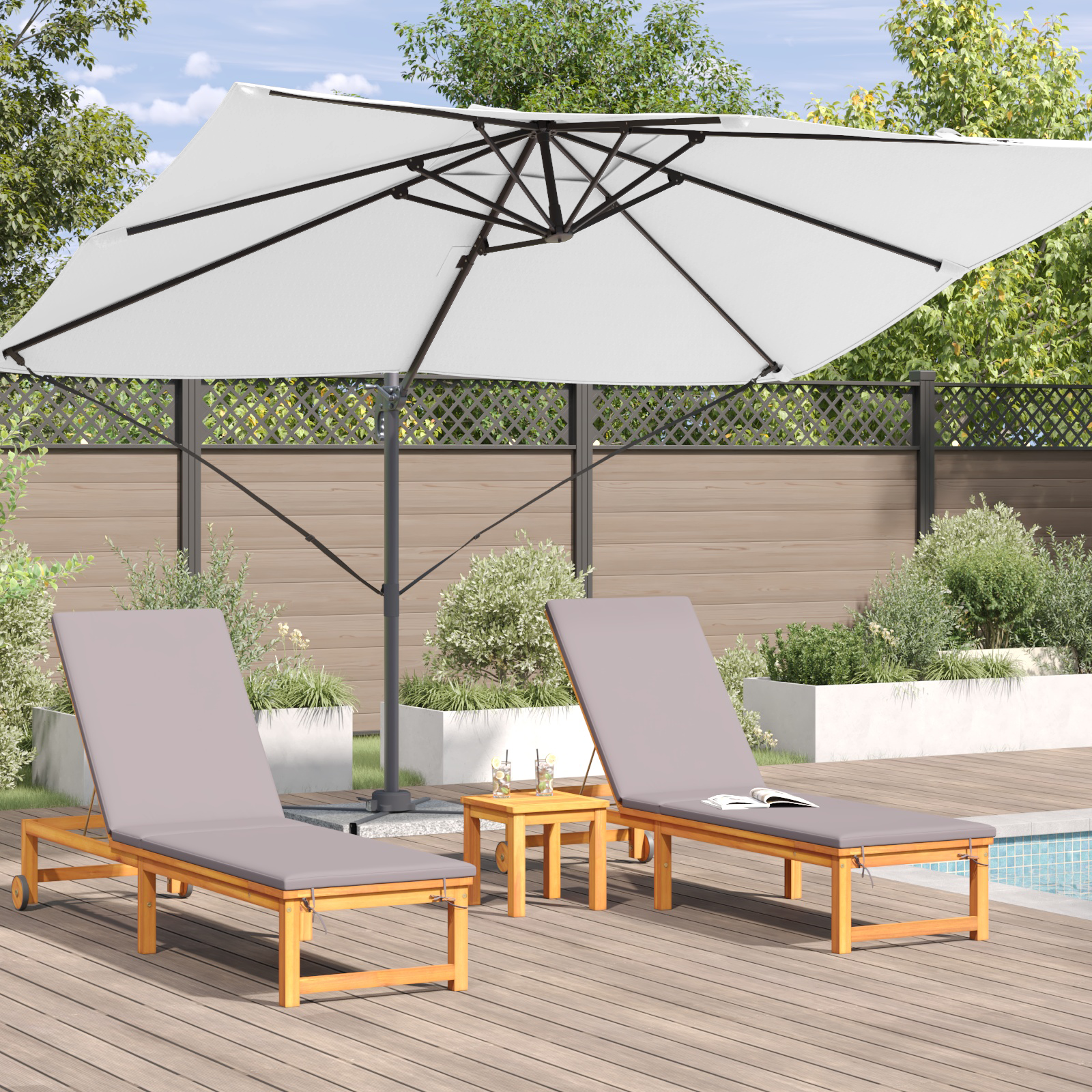 Cantilever-parasoll Sand Polyester Stor Justerbar