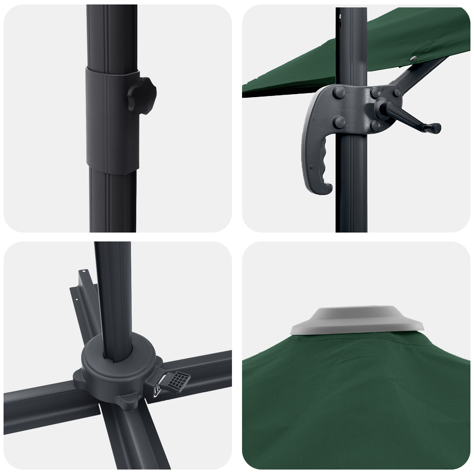 Grønn Cantilever Parasoll Grønn Polyester og metallramme Stor