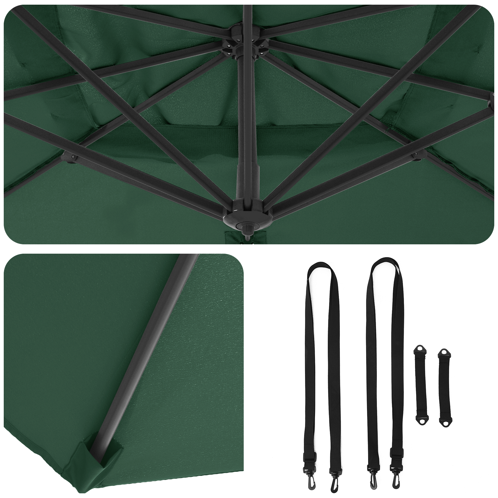 Grønn Cantilever Parasoll Grønn Polyester og metallramme Stor