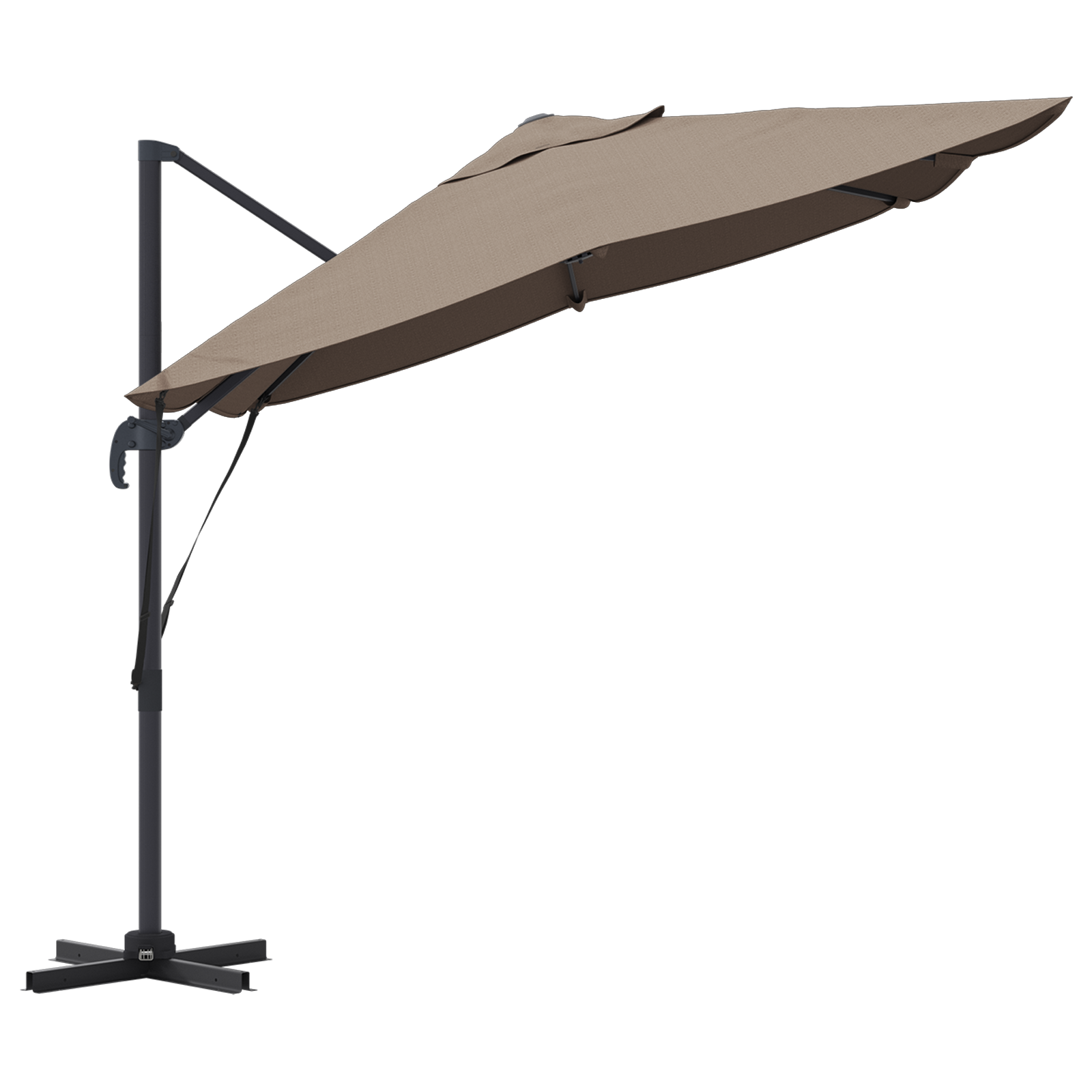 Cantilever Parasoll Taupe Polyester Stor Sammenleggbar