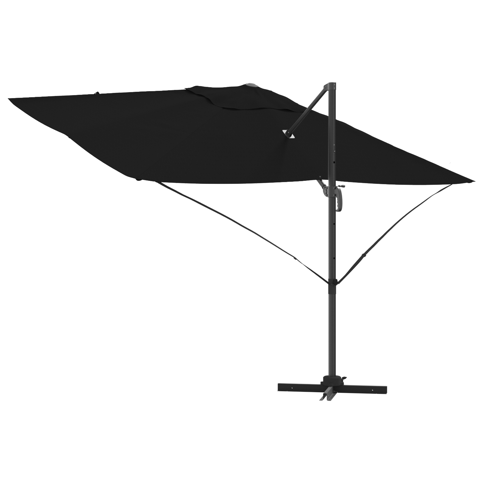 Cantilever Parasoll Svart Polyesterbaldakin med metallramme Stor