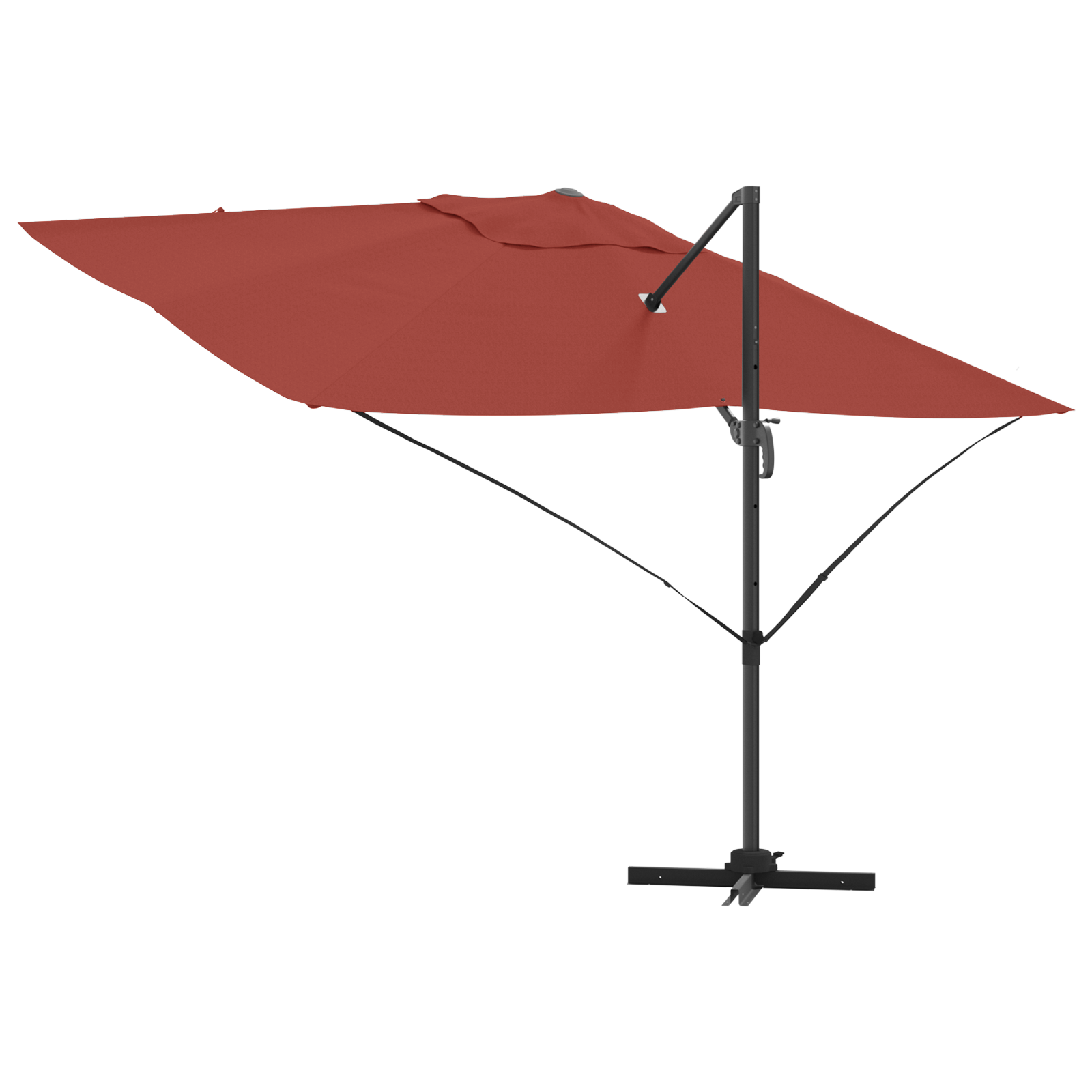 Cantilever Parasoll Terracotta Polyester, Stål Stor