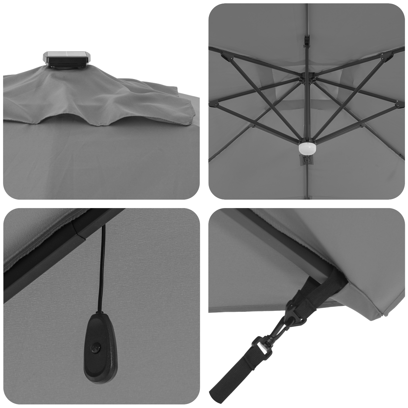 Cantilever Parasoll - Antrasitt Antrasitt Polyester Stor