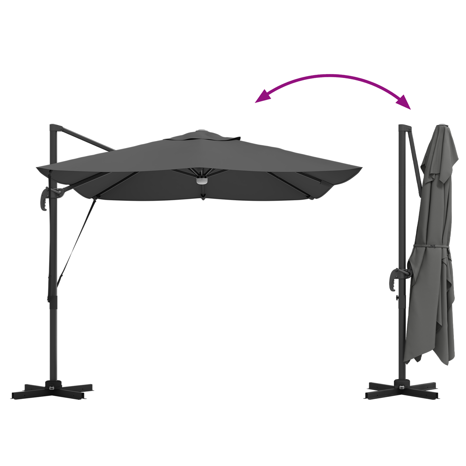 Cantilever Parasoll - Antrasitt Antrasitt Polyester Stor