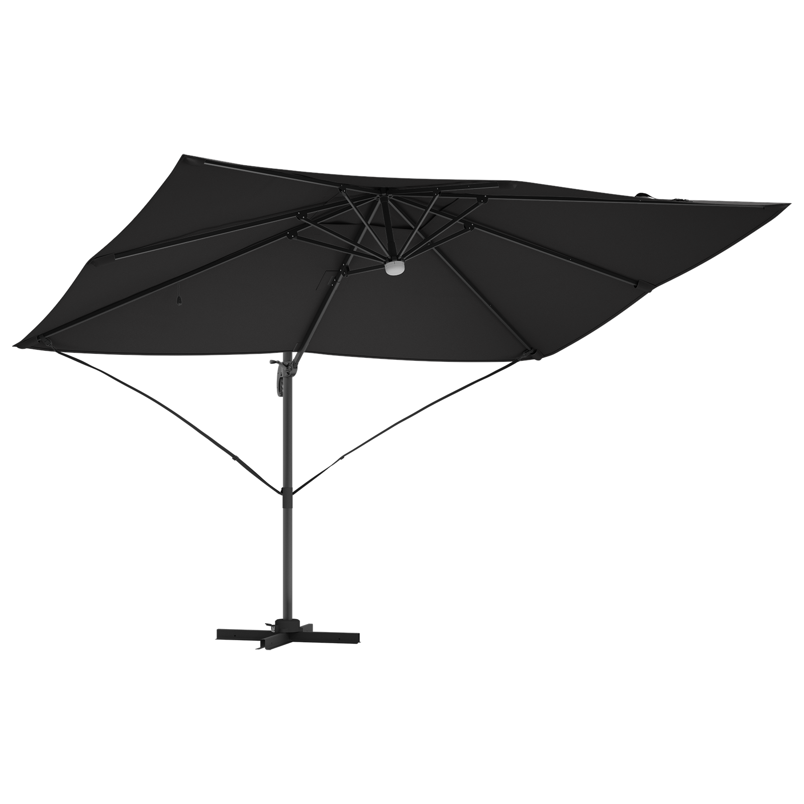 Cantilever parasoll - Svart Polyester, Pulverlakkert stål Stor
