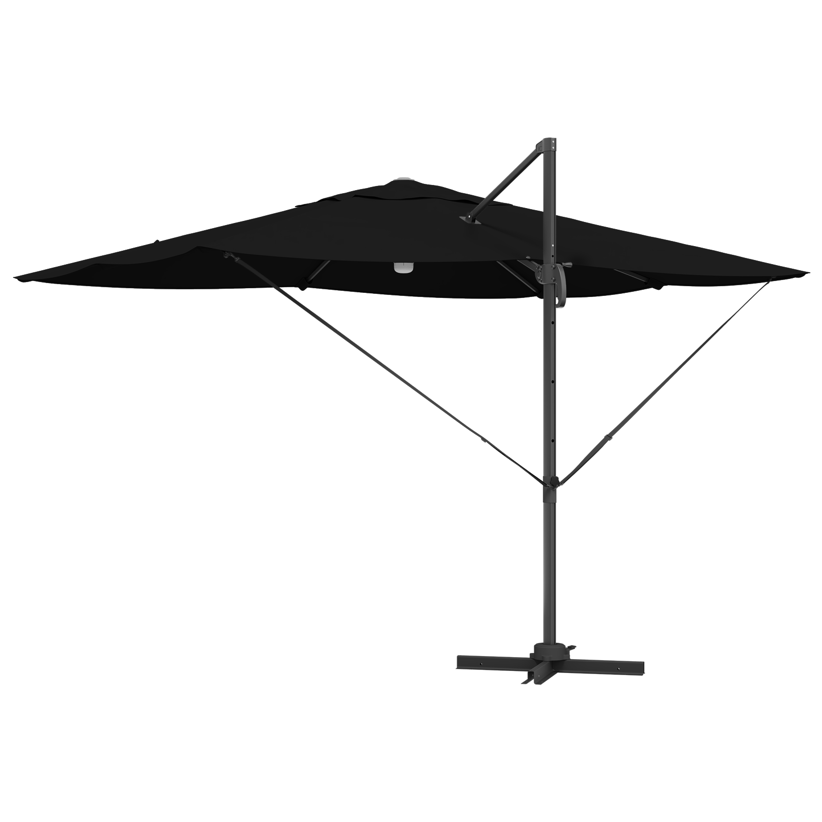 Cantilever parasoll - Svart Polyester, Pulverlakkert stål Stor