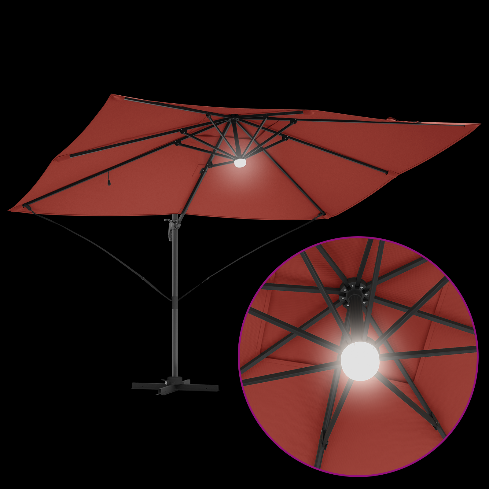 Cantilever Parasoll Terrakotta Polyester Stor Sammenleggbar