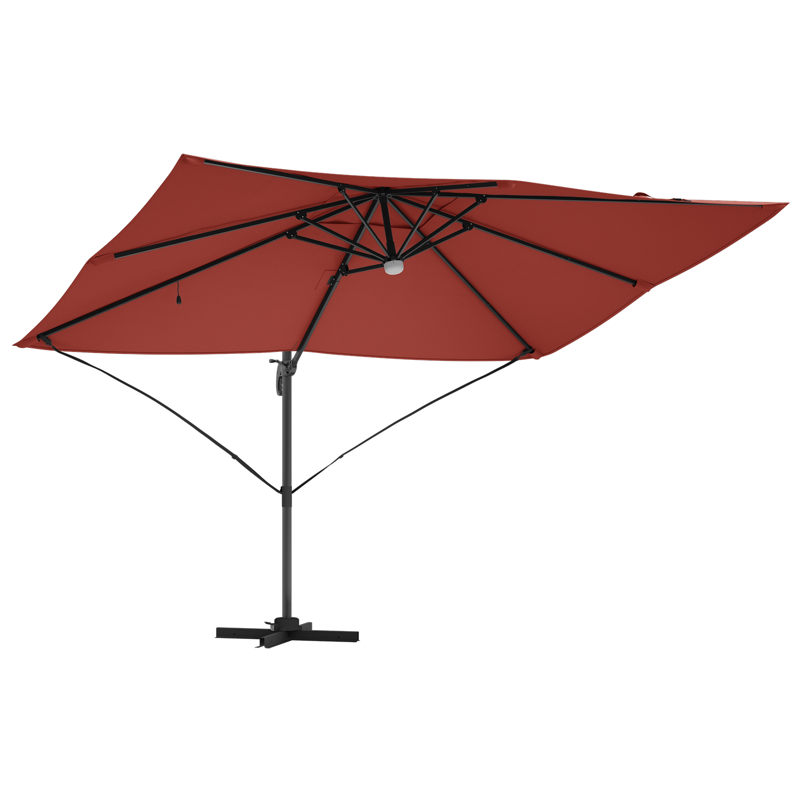 Cantilever Parasoll Terrakotta Polyester Stor Sammenleggbar