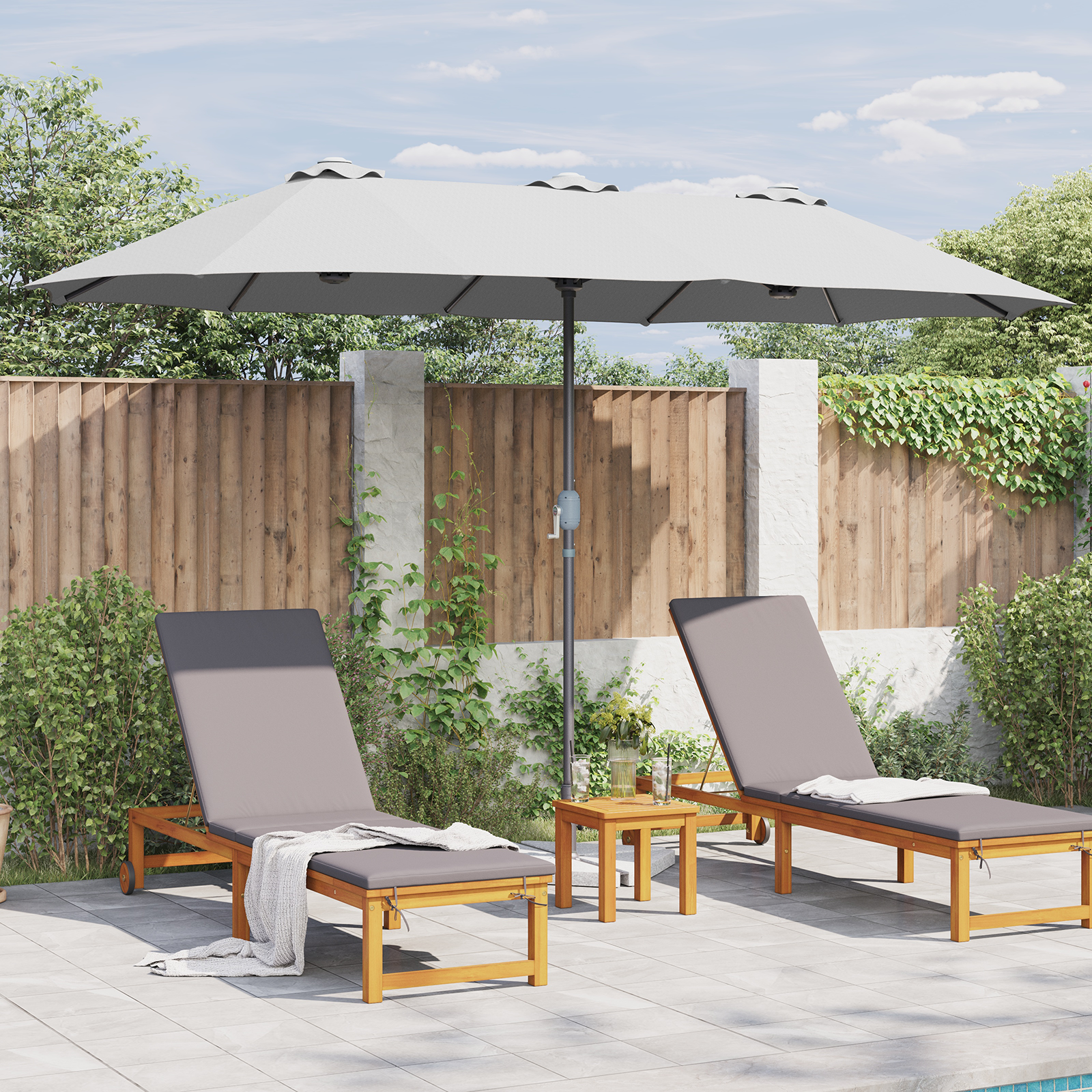 Hageparasol sand 380 x 196 x 235 cm Pulverlakkert stål