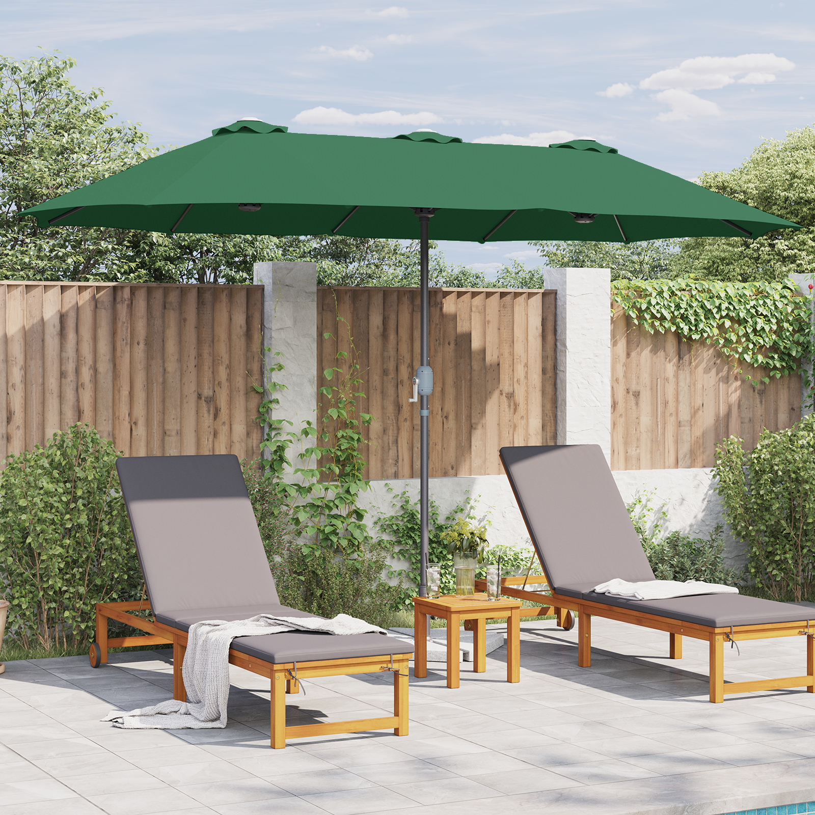 Hageparasol grønn 380 x 196 x 235 cm Pulverlakkert stål